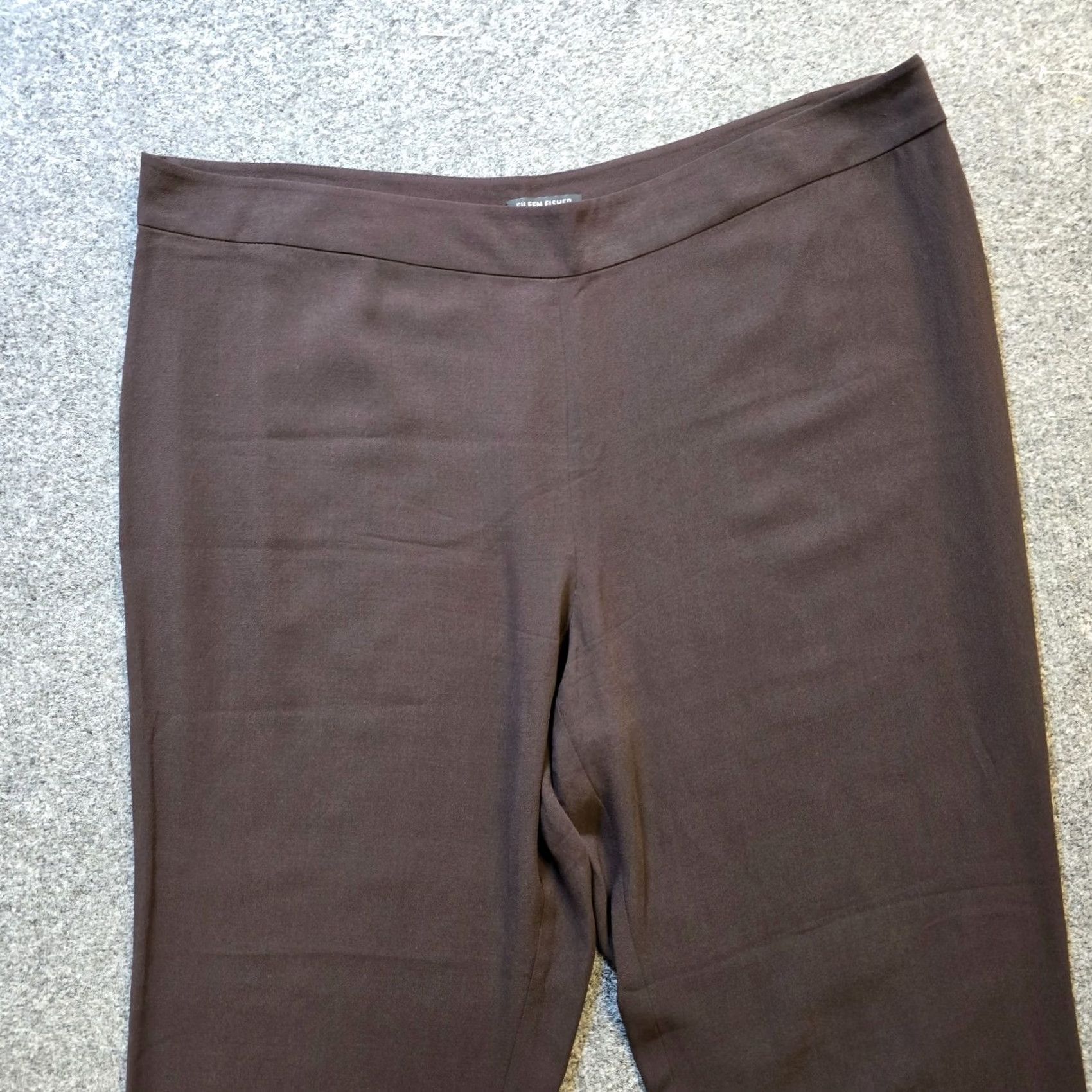 Eileen Fisher Eileen Fisher Pants Womens XL Brown Silk Tapered Lightweight Crepe Career Dress Pants Size 40" / US 18 - 2 Thumbnail