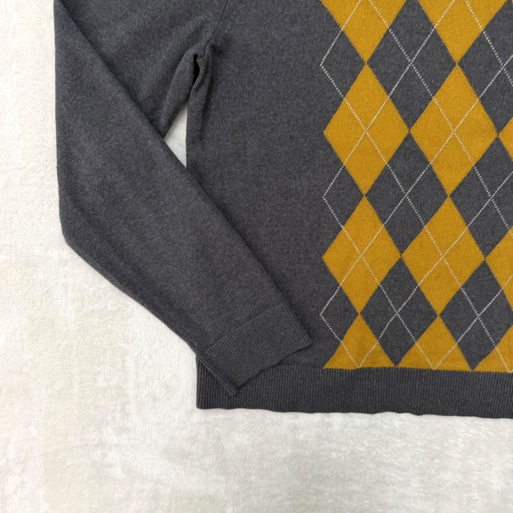 Banana Republic Banana Republic Sweater Mens Large Gray Silk Cashmere Argyle Slim Fit V-Neck Pullover Knit Winter Casual Mens Size US L / EU 52-54 / 3 - 6 Thumbnail