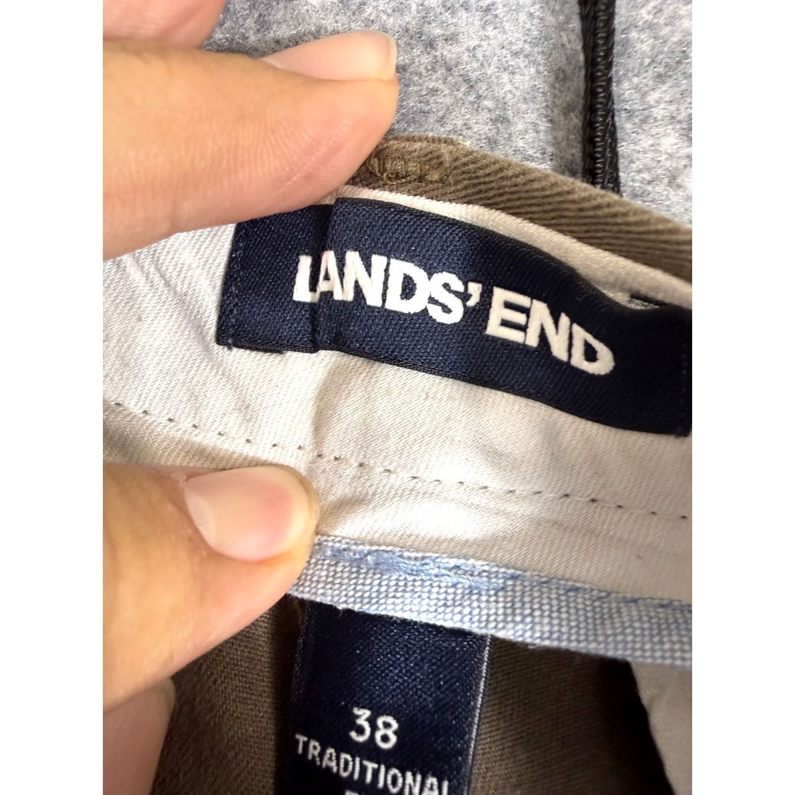 Lands' End Lands' End Chino Pants Mens 38 Khaki Brown Traditional Fit Flat Front Straight Leg Pockets Mens Size US 38 / EU 54 - 5 Thumbnail