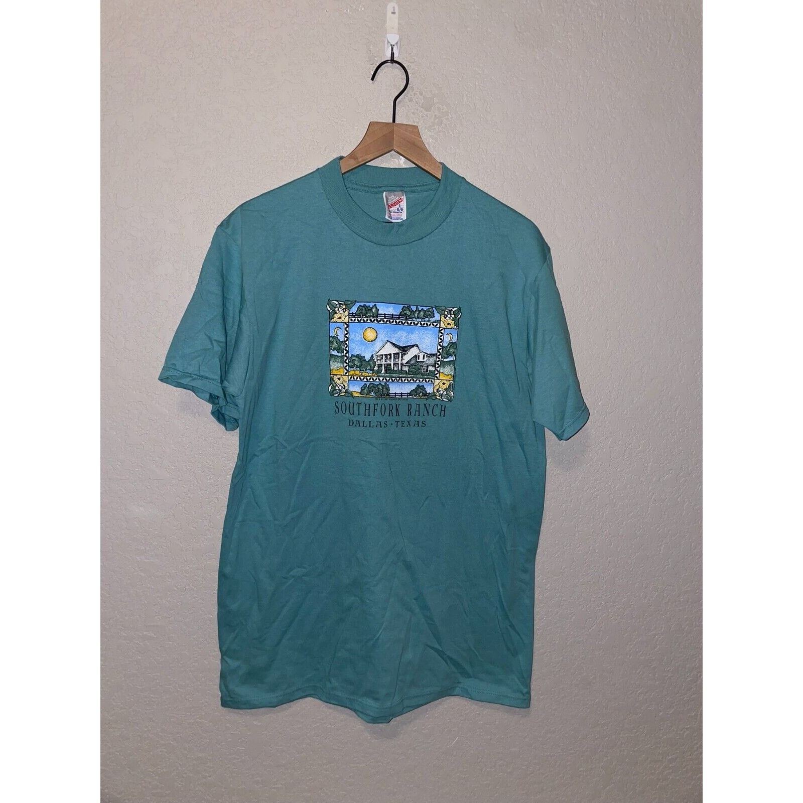 Jerzees Vintage Southfork Ranch Shirt Dallas TX Green Tee VTG 90s L Size US L / EU 52-54 / 3 - 1 Thumbnail