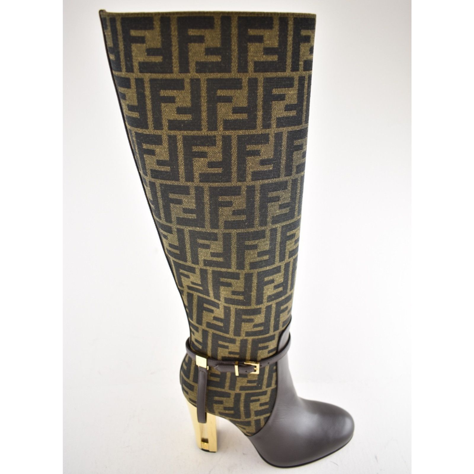 Fendi Fendi 105mm Traced Brown Leather Monogram FF Logo Size US 7 / IT 37 - 7 Thumbnail