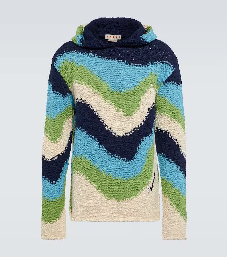 image of Marni O1W1Db10524 Striped Knit Hoodie In Multicolor, Men's (Size Small)