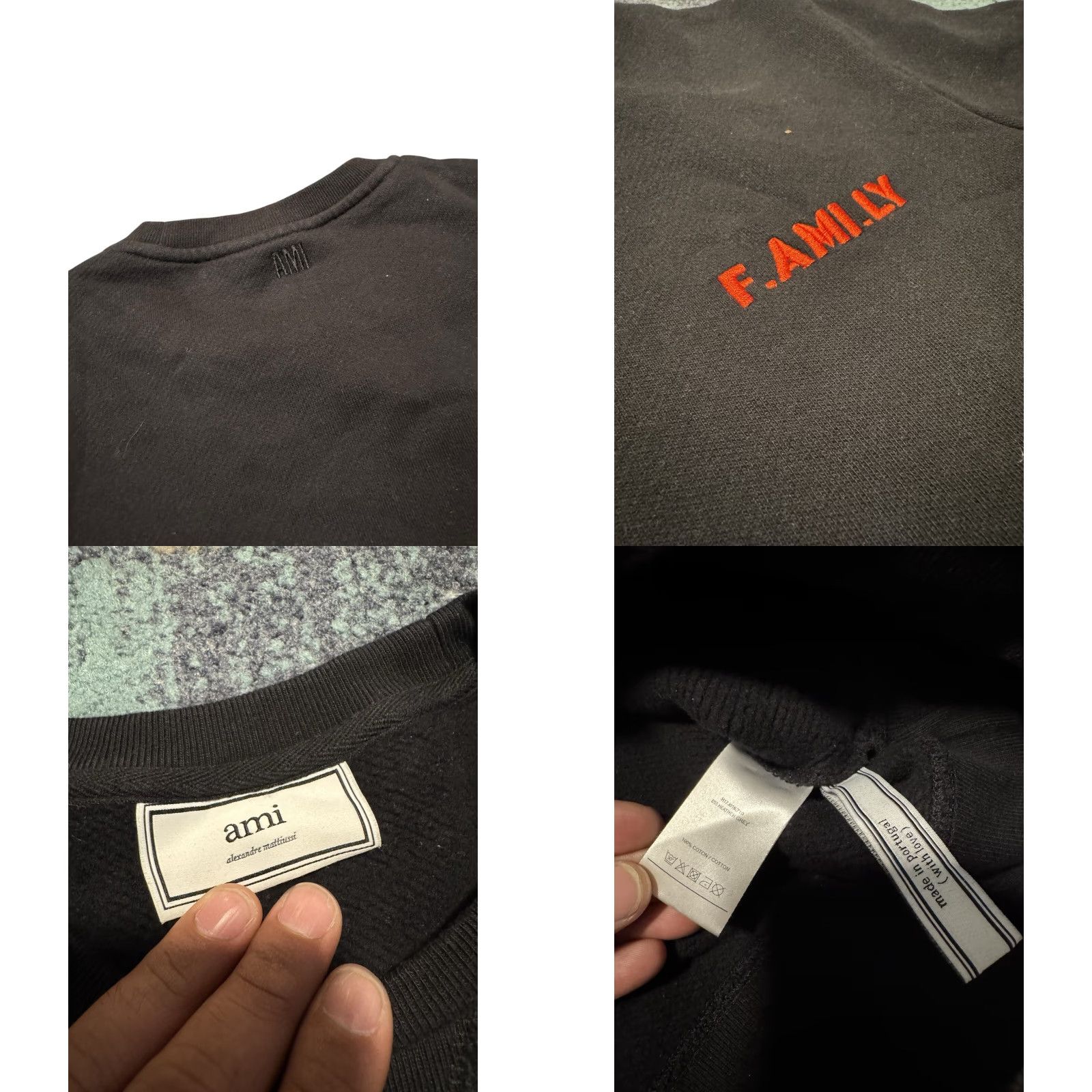 Vintage AMI PARIS F.AMI.LY Black Sweatshirt Knit Crewneck Wool? cotton? (uses original words) Size M / US 6-8 / IT 42-44 - 8 Thumbnail