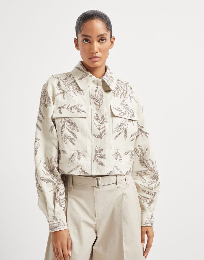 Brunello Cucinelli o1la1rc1a0326 Cotton And Linen Canvas Jacket in White Size M / US 6-8 / IT 42-44 - 1 Thumbnail