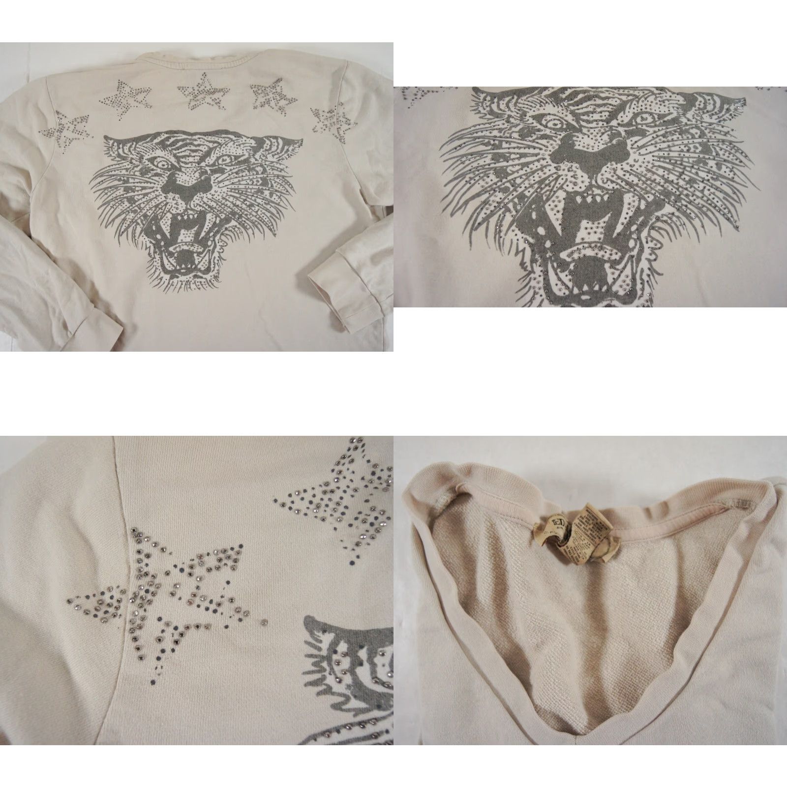 Ed Hardy Ed Hardy Sweater Womens XL Beige Lightweight V-Neck Long Sleeve Pullover Casual Party Size XL / US 12-14 / IT 48-50 - 8 Thumbnail