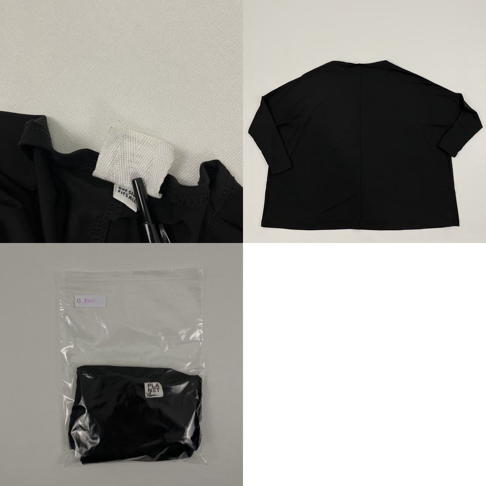 Vintage Planet by Lauren G Blouse Womens OSFA Black Oversized Boxy Dolman Sleeve Minimal Shirt Adults OSFA Black Size ONE SIZE - 8 Thumbnail