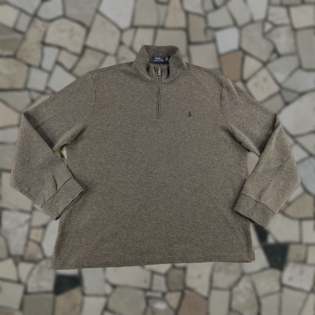 Polo Ralph Lauren Polo Ralph Lauren Sweater Mens XL Gray 1/4 Zip Mock Neck Pullover Pony Logo Knit Solid Classic Preppy Size US XL / EU 56 / 4 - 1 Thumbnail