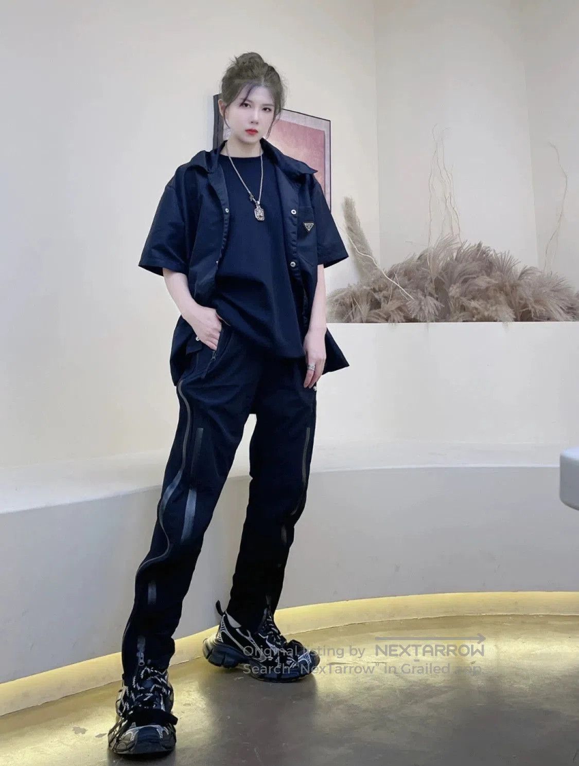 Prada Prada 23SS Nylon Shirt with Triangle Logo. Size US M / EU 48-50 / 2 - 9 Thumbnail