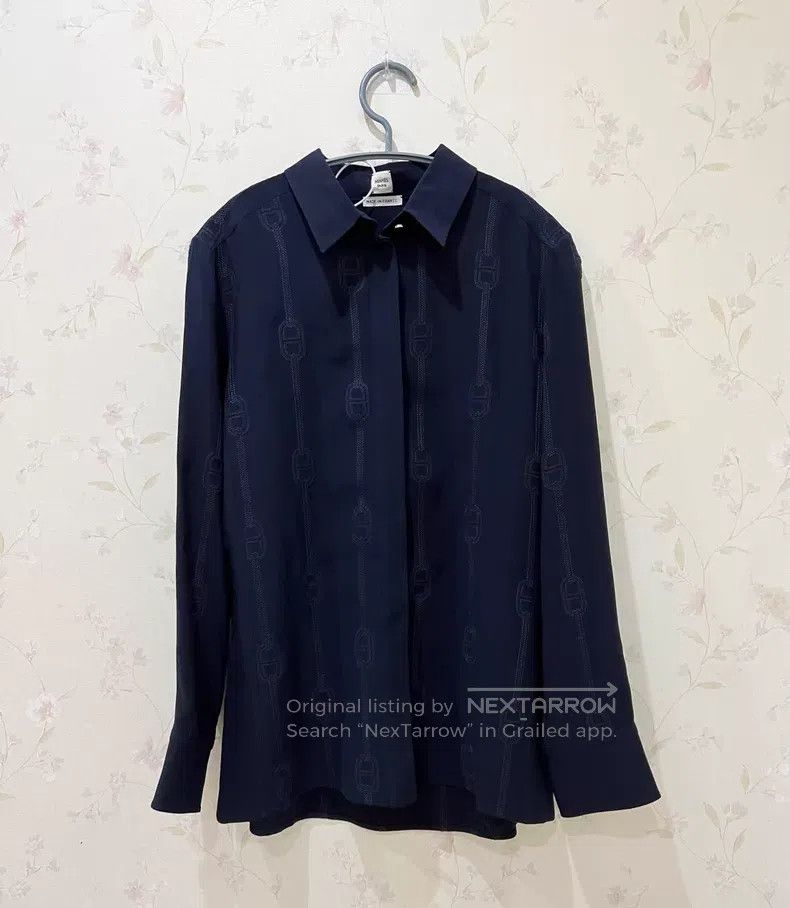 Hermes Hermes Lock Buckle Embroidery Full Print Navy Blue Mulberr Size XXS / US 00 / IT 34 - 1 Thumbnail