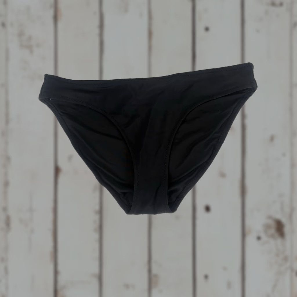 Vintage Aerie Bikini Bottoms Womens M Black UPF 50 Solid Hand Wash Only Lightweight Lined Stretch Logo Classic Beach Hipster Size 32" / US 10 / IT 46 - 1 Thumbnail