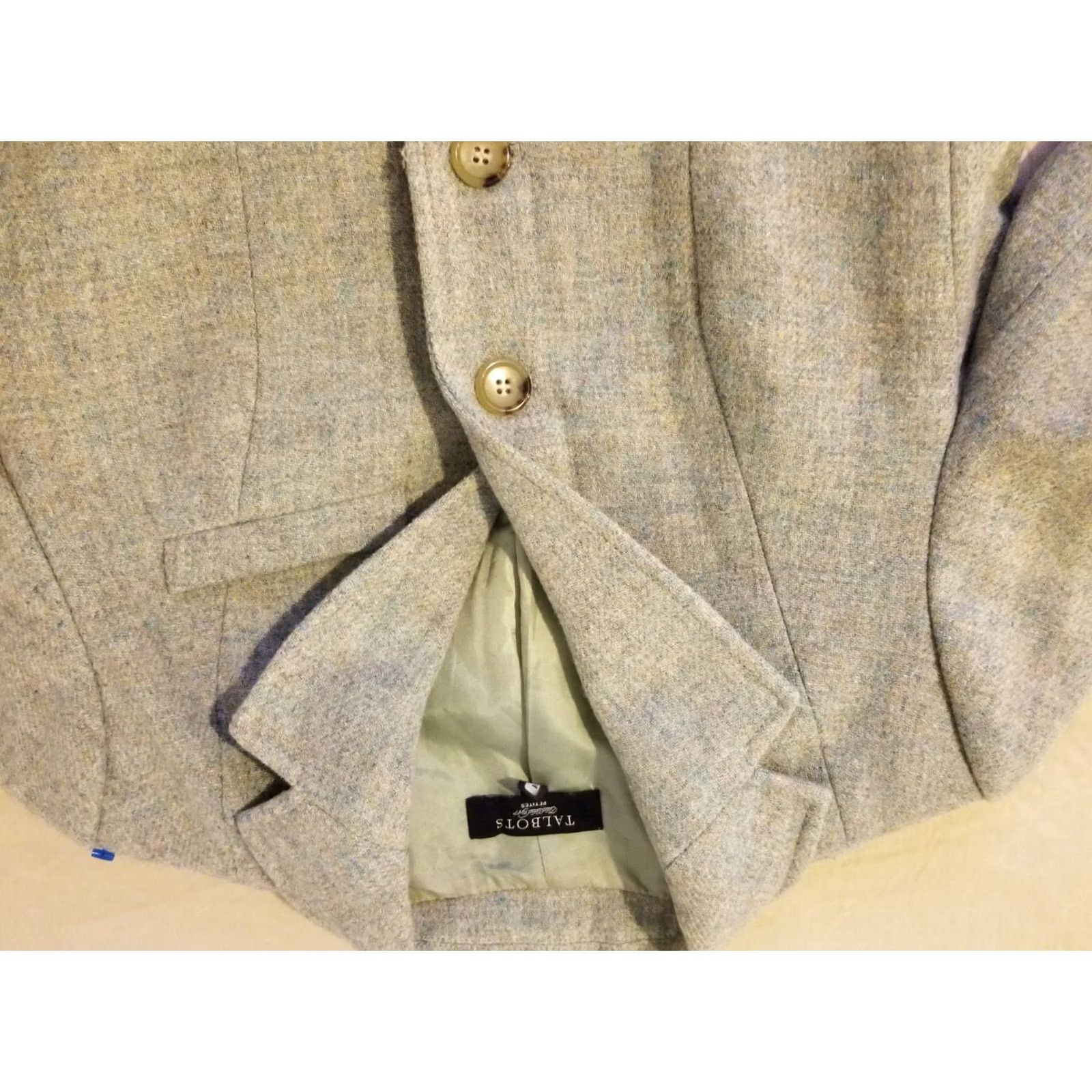 Talbots Womens Talbots Wool Jacket Blazer 4P Petite Grey Gray Size S / US 4 / IT 40 - 2 Thumbnail