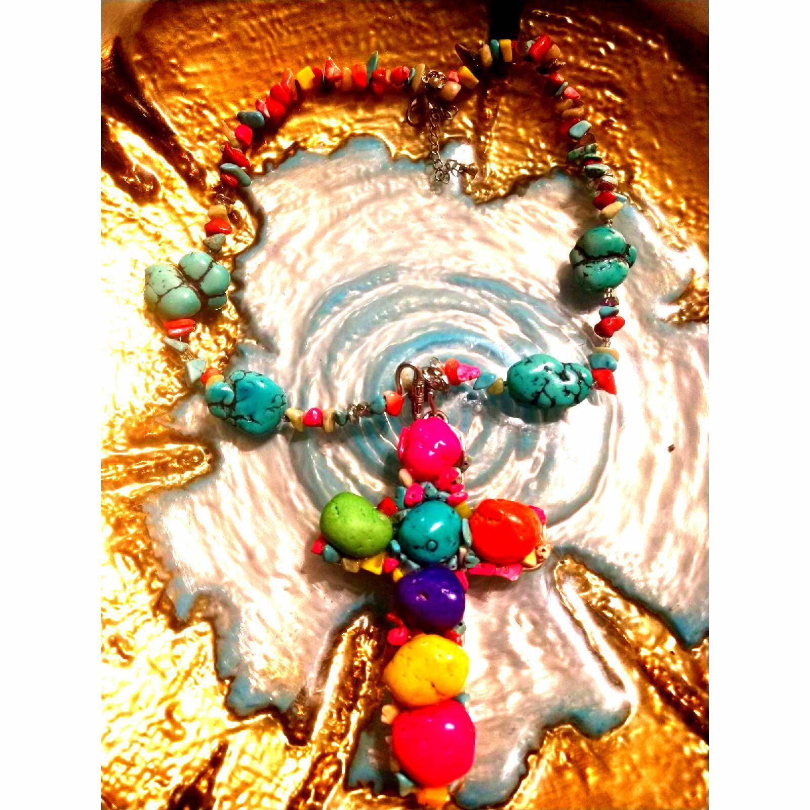 Vintage Unusual~Handcrafted Natl Stone Necklace Size ONE SIZE - 1 Thumbnail