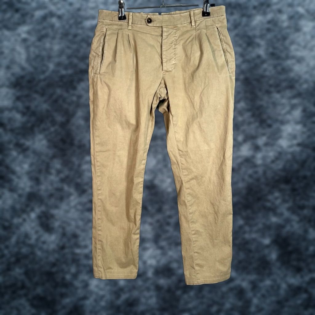 Pence Mens Pants Dress Beige Cotton Blend Pleated 30 Inch Waist 44 Regular In Italy Formal