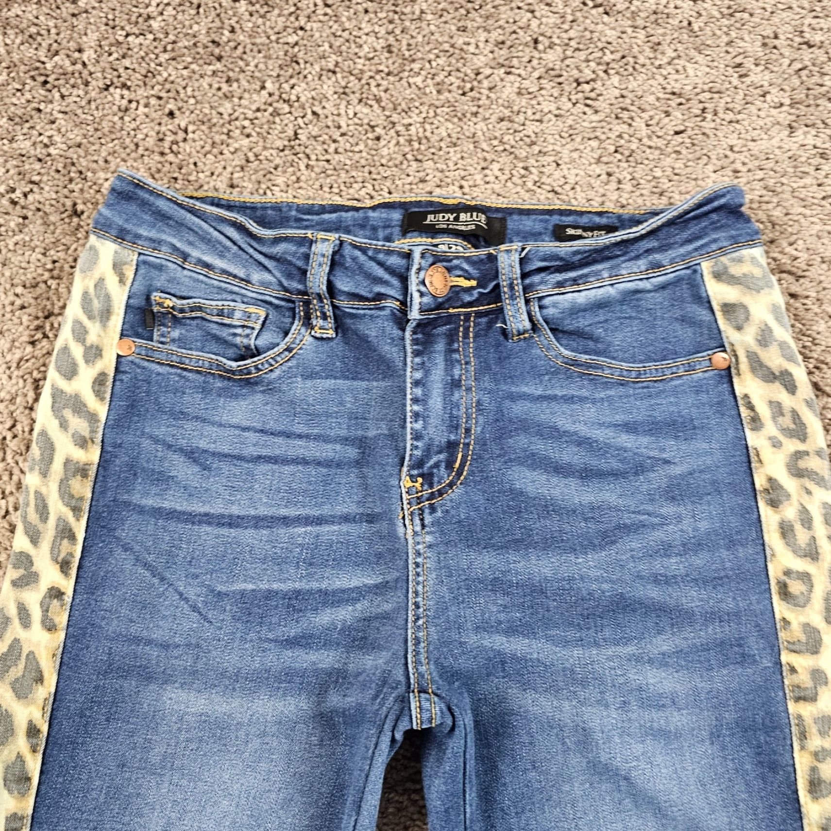 Denime Judy Blue Jeans Women 29 Skinny Fit Mid Rise Dark Wash Stretch Denim 26x28 Size 29" - 2 Thumbnail