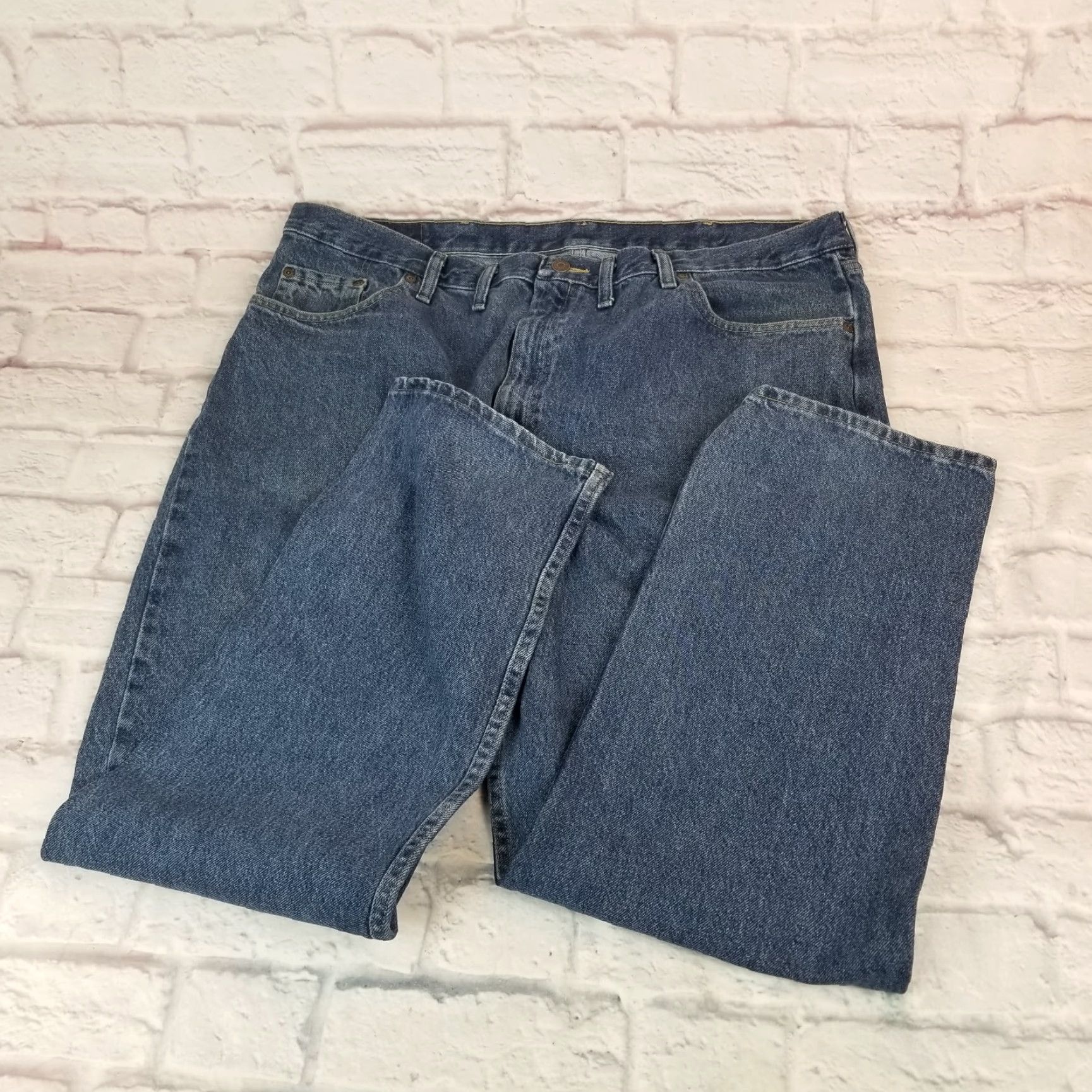 Wrangler Wrangler Jeans Mens Regular Fit Medium Wash Straight Leg Size 42 X 30 Blue Denim Size US 42 / EU 58 - 3 Thumbnail