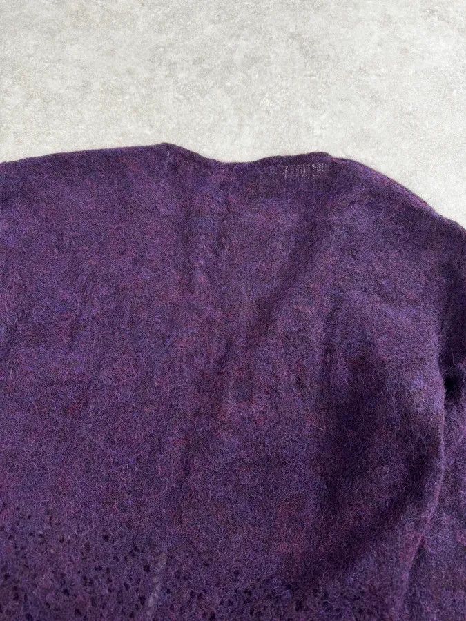 Roberto Cavalli 2000s Roberto Cavalli Purple Wool Obscure Cardigan Sweater Size M / US 6-8 / IT 42-44 - 6 Thumbnail