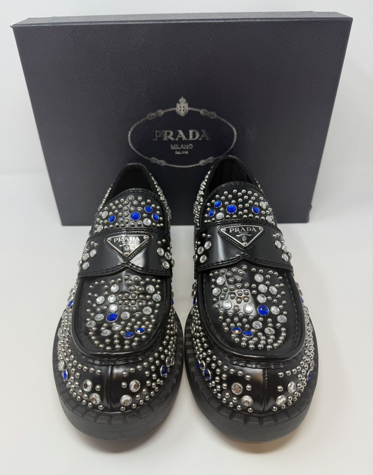 Prada Prada Rhinestone Embellished Leather Loafer Size US 10.5 / EU 43-44 - 2 Thumbnail