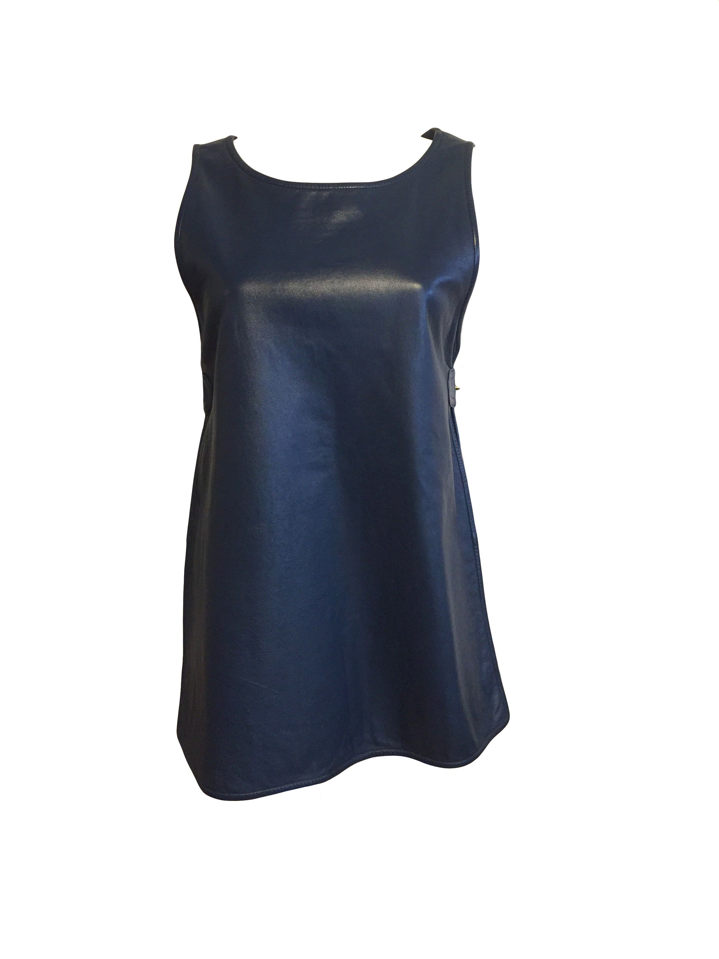 Other Vintage Bonnie Cashin (Coach) Blue Leather Tunic Dress Size M / US 6-8 / IT 42-44 - 1 Thumbnail