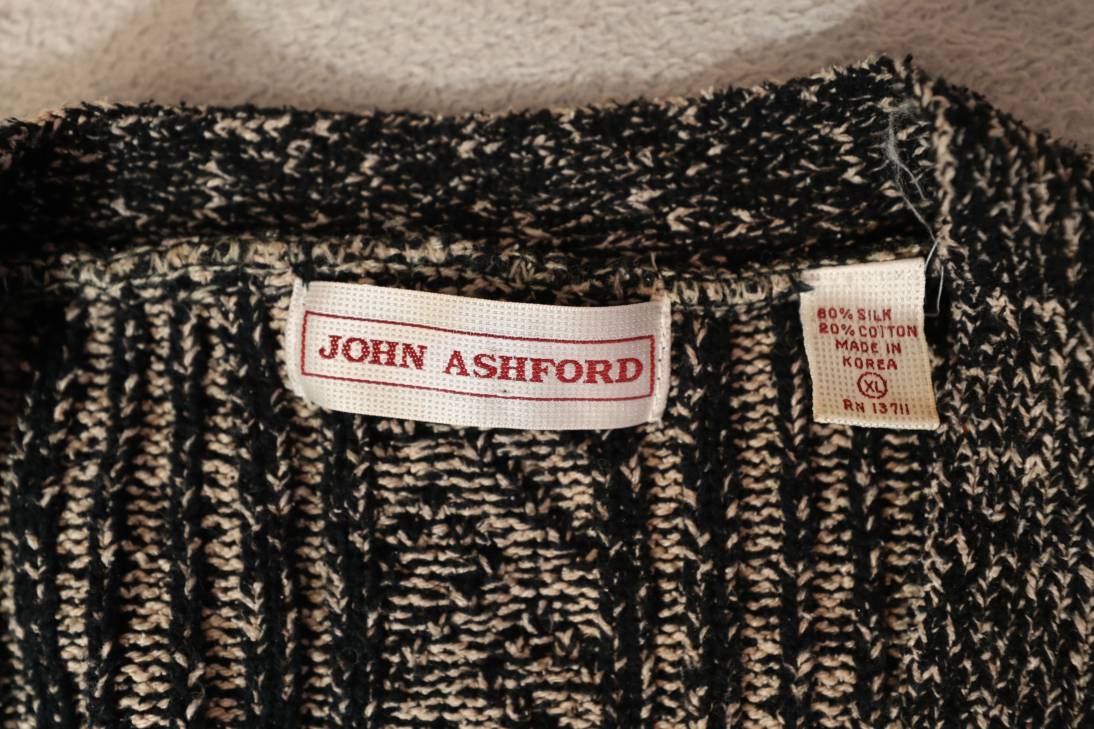 John Ashford × Vintage John Ashford Vintage Silk Blend Black & White Cardigan (XL) Size US XL / EU 56 / 4 - 7 Thumbnail