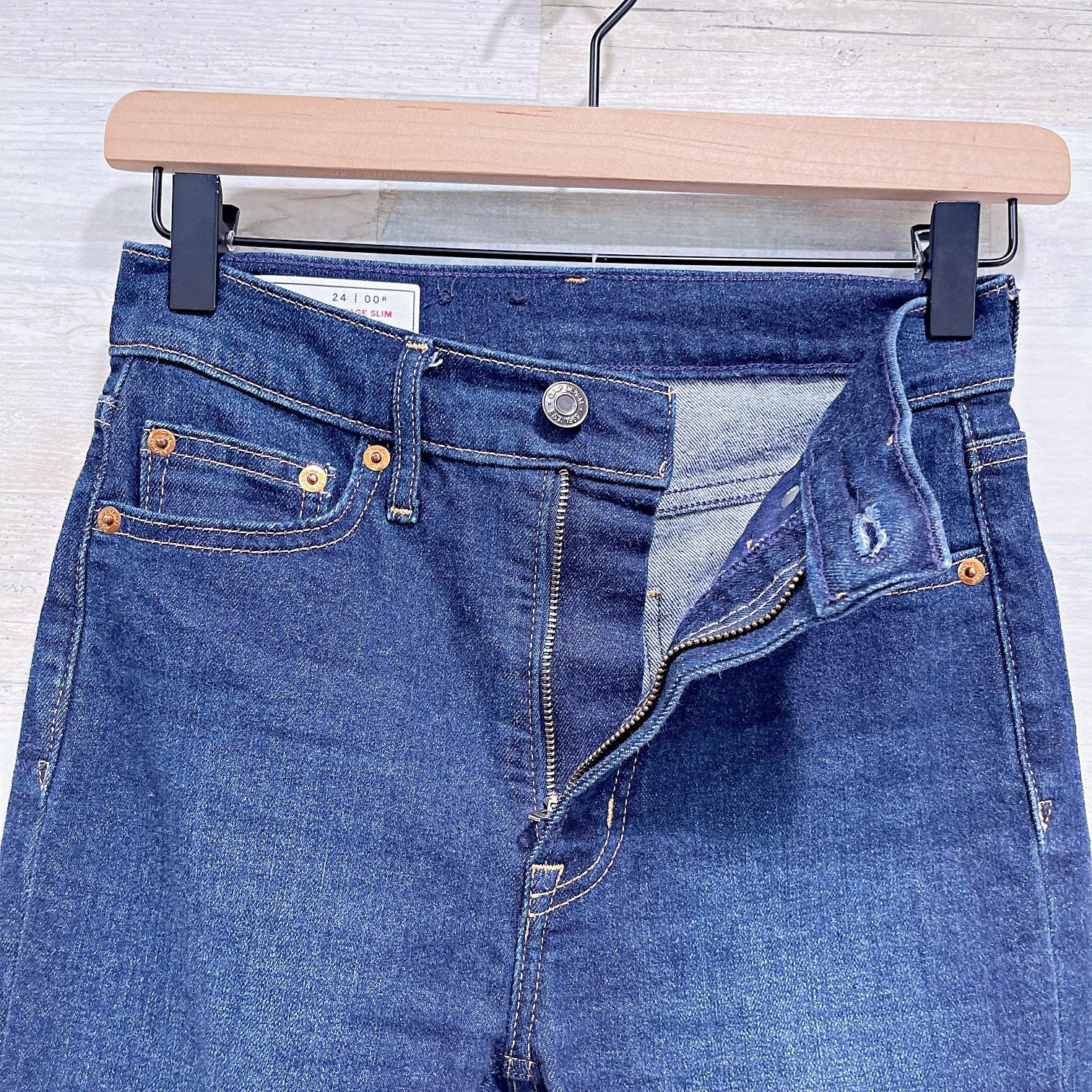 Gap GAP High Rise Vintage Slim Jean Dark Indigo Rinse Stretch 24 Size 24" / US 00 / IT 34 - 3 Thumbnail