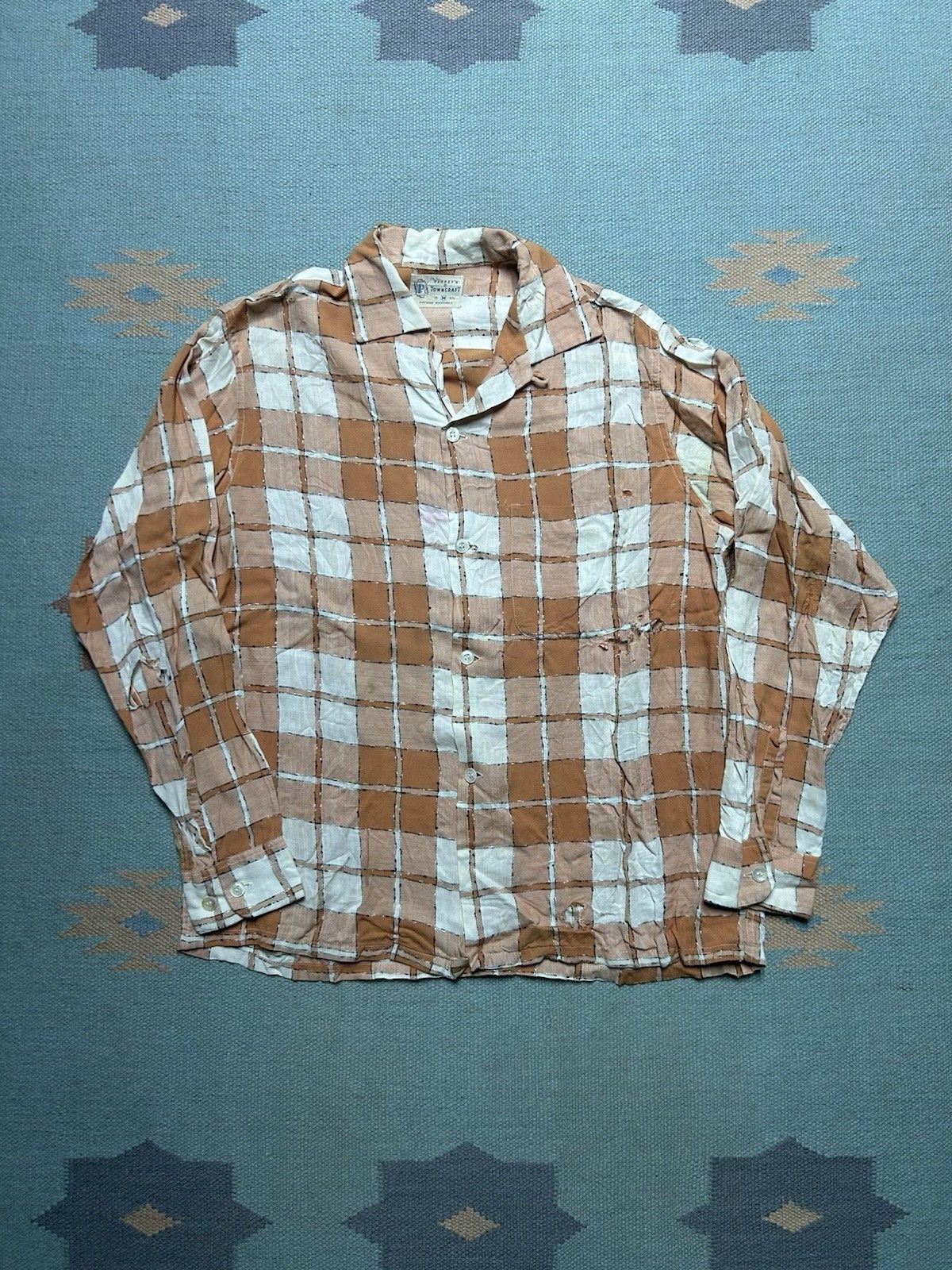 Vintage Vtg 50s Penney’s towncraft button shirt loop collar rayon M Size US M / EU 48-50 / 2 - 1 Thumbnail