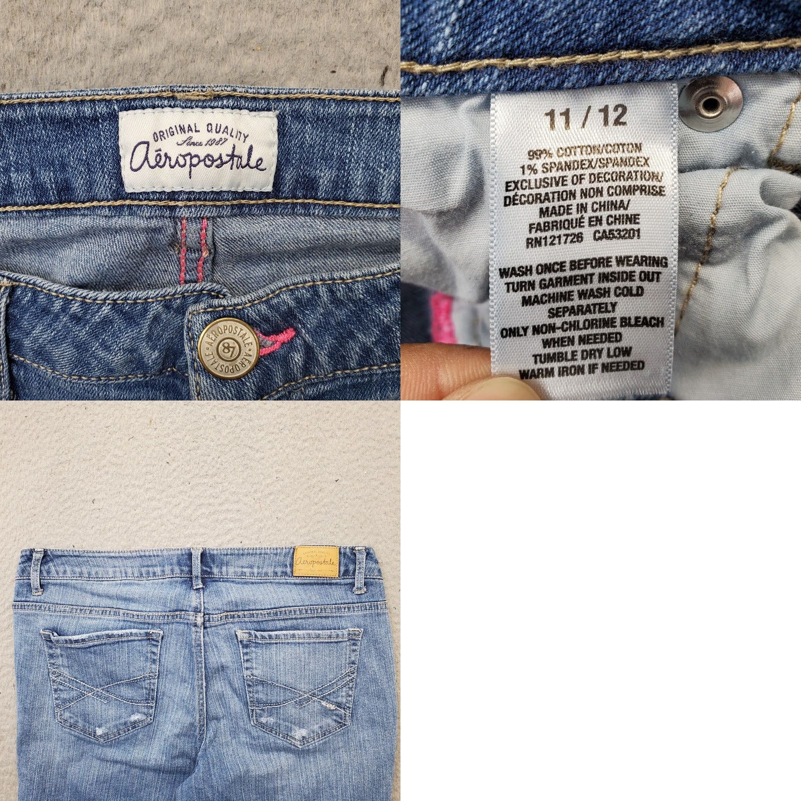 Vintage Aéropostale Bermuda Shorts Womens 12 Blue Denim Faded Distressed Raw Hem Size 34" / US 12 / IT 48 - 8 Thumbnail
