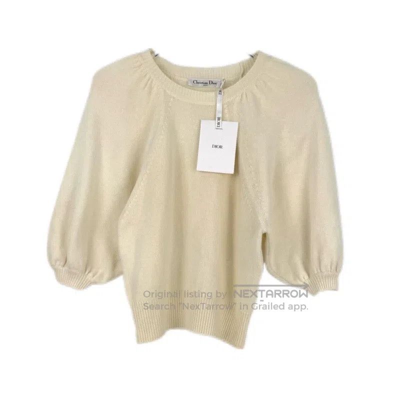Dior Dior Beige lantern sleeve cashmere sweater Size XXS / US 00 / IT 34 - 1 Thumbnail