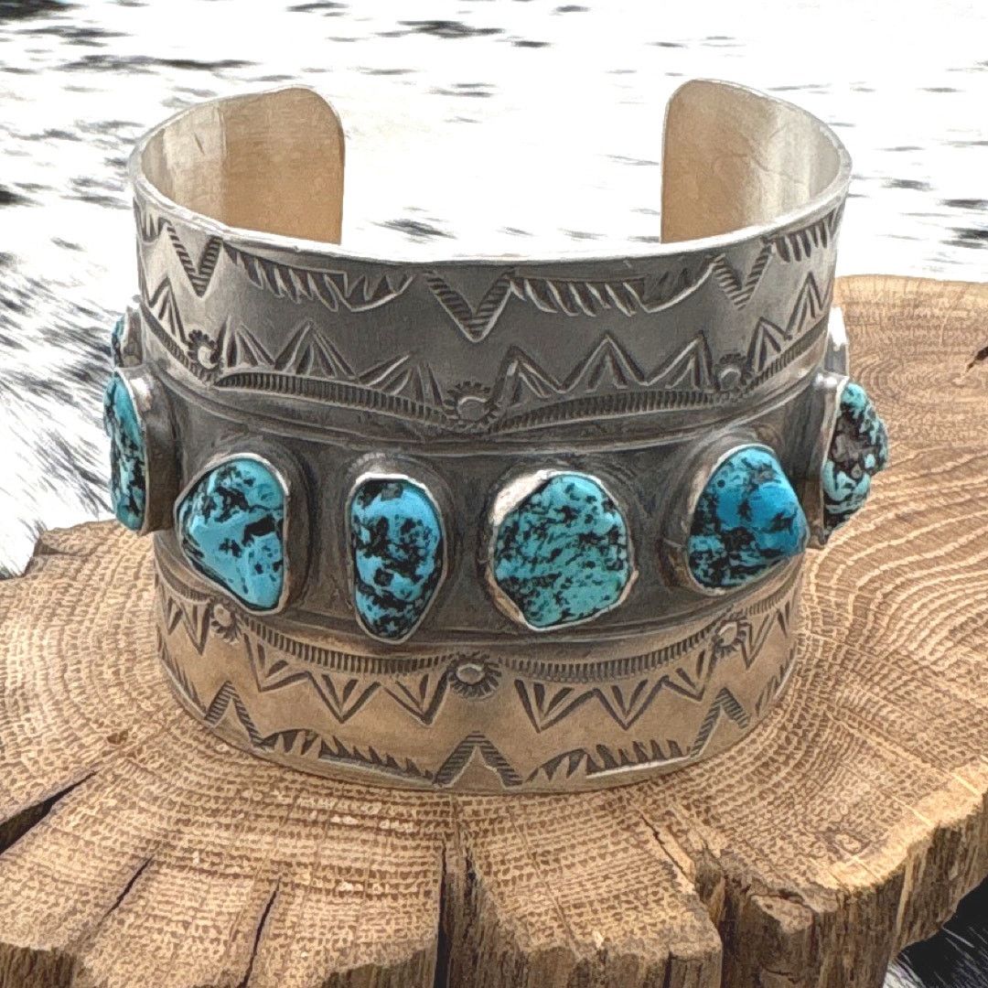 Native TAWNEY WILLIE Navajo/Sioux Sterling Turquoise Cuff Bracelet Size ONE SIZE - 2 Thumbnail
