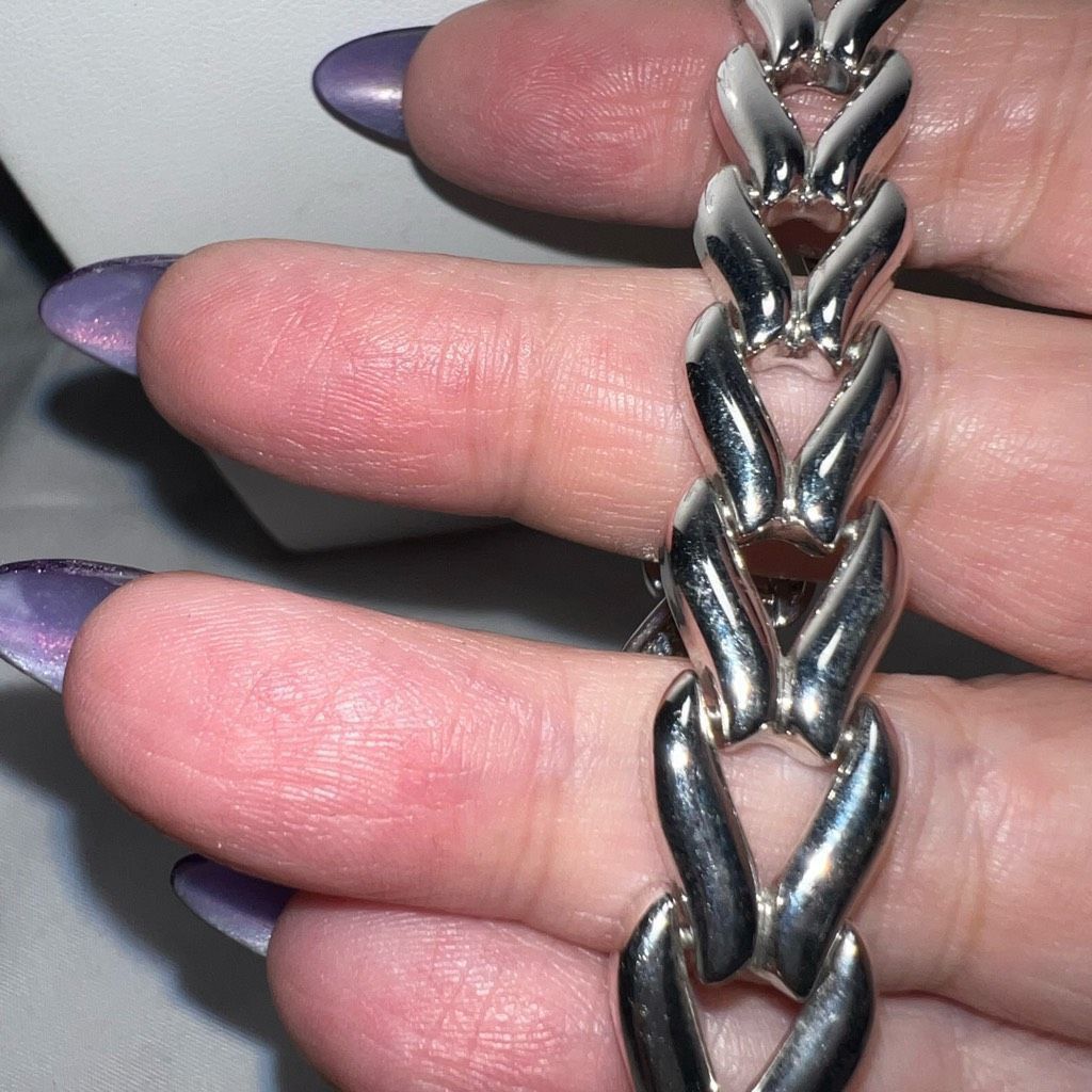Other Rhodium Plated Bronze Chevron Link With Double Lock Bracelet Size ONE SIZE - 6 Thumbnail