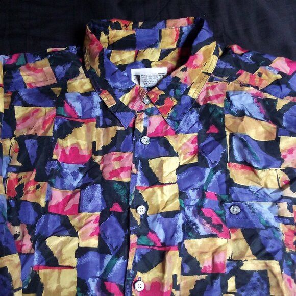 J.T. Beckett Vintage J.T. Beckett Abstract Geometric Silk Button Shirt Size US XL / EU 56 / 4 - 1 Thumbnail
