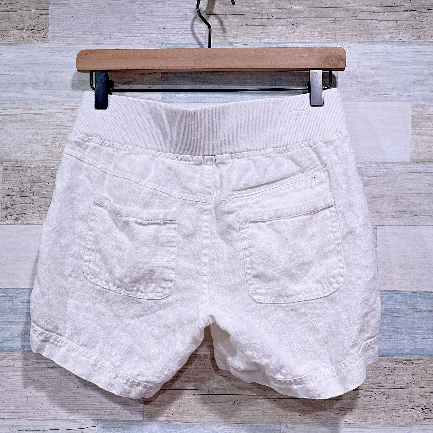 Athleta Athleta Linen Creston Midi Shorts White Pull On Womens 0 Size 25" / US 0 / IT 36 - 2 Thumbnail