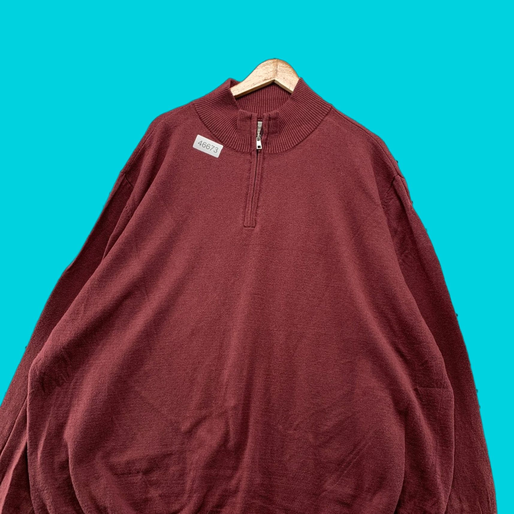Vintage Hawker Rye Cotton Cashmere Sweater Mens 3XL Maroon 1/4 Quarter Zip Lightweight Size US XXL / EU 58 / 5 - 1 Thumbnail
