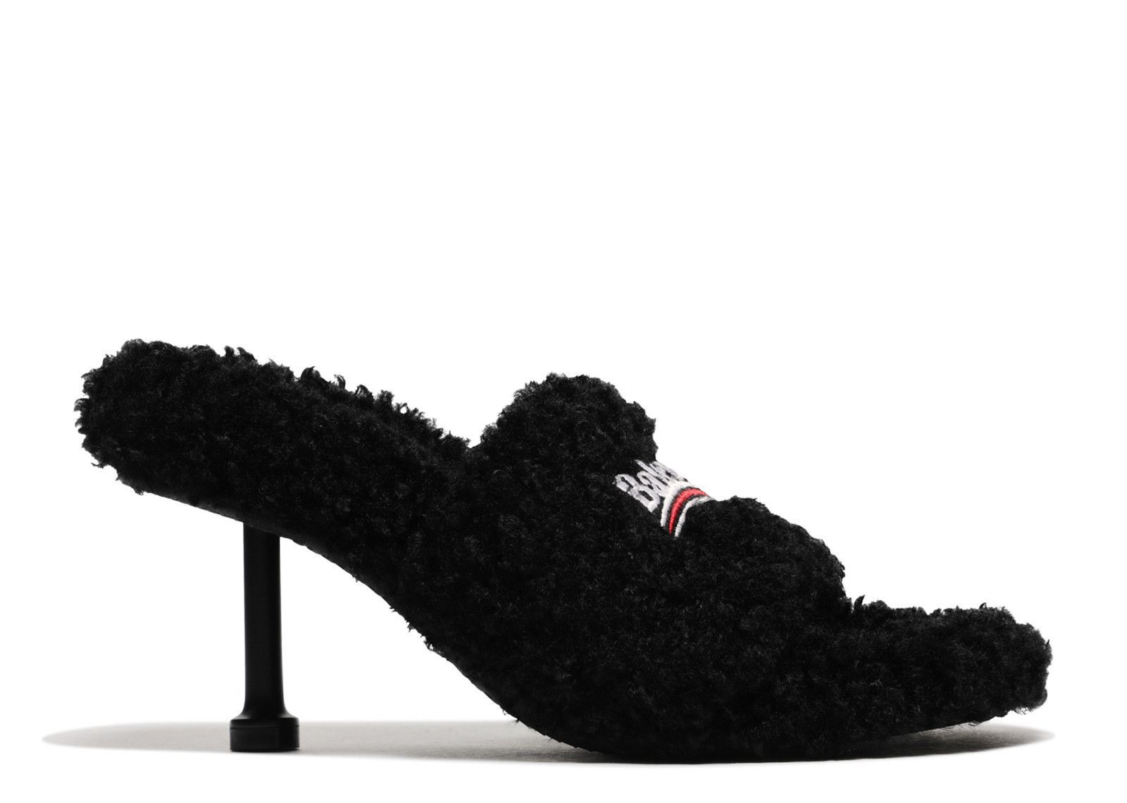Furry Sandal 80 mm in black