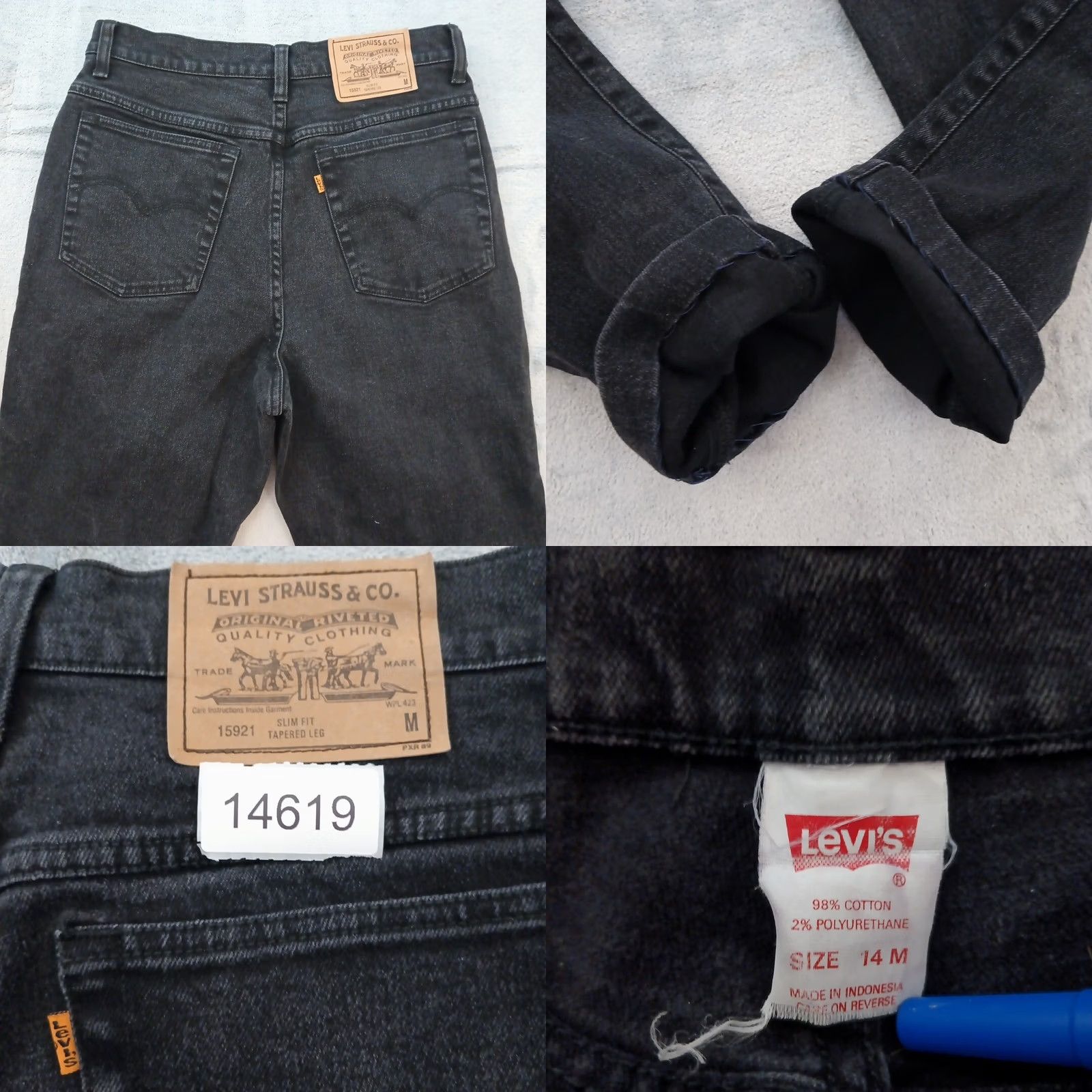 Levi's Levi's Jeans Womens 14 Black Slim Tapered Denim Orange Tab High Rise 27in 29in Waist Regular Size 36" / US 14 / IT 50 - 8 Thumbnail