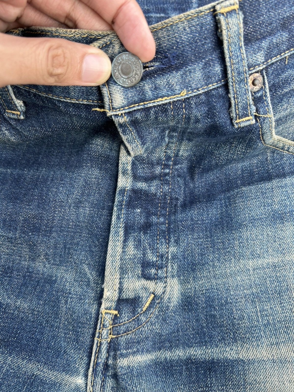Kapital Thrashed Vintage Levis Big E Selvedge Denim Jeans Size US 33 - 4 Thumbnail