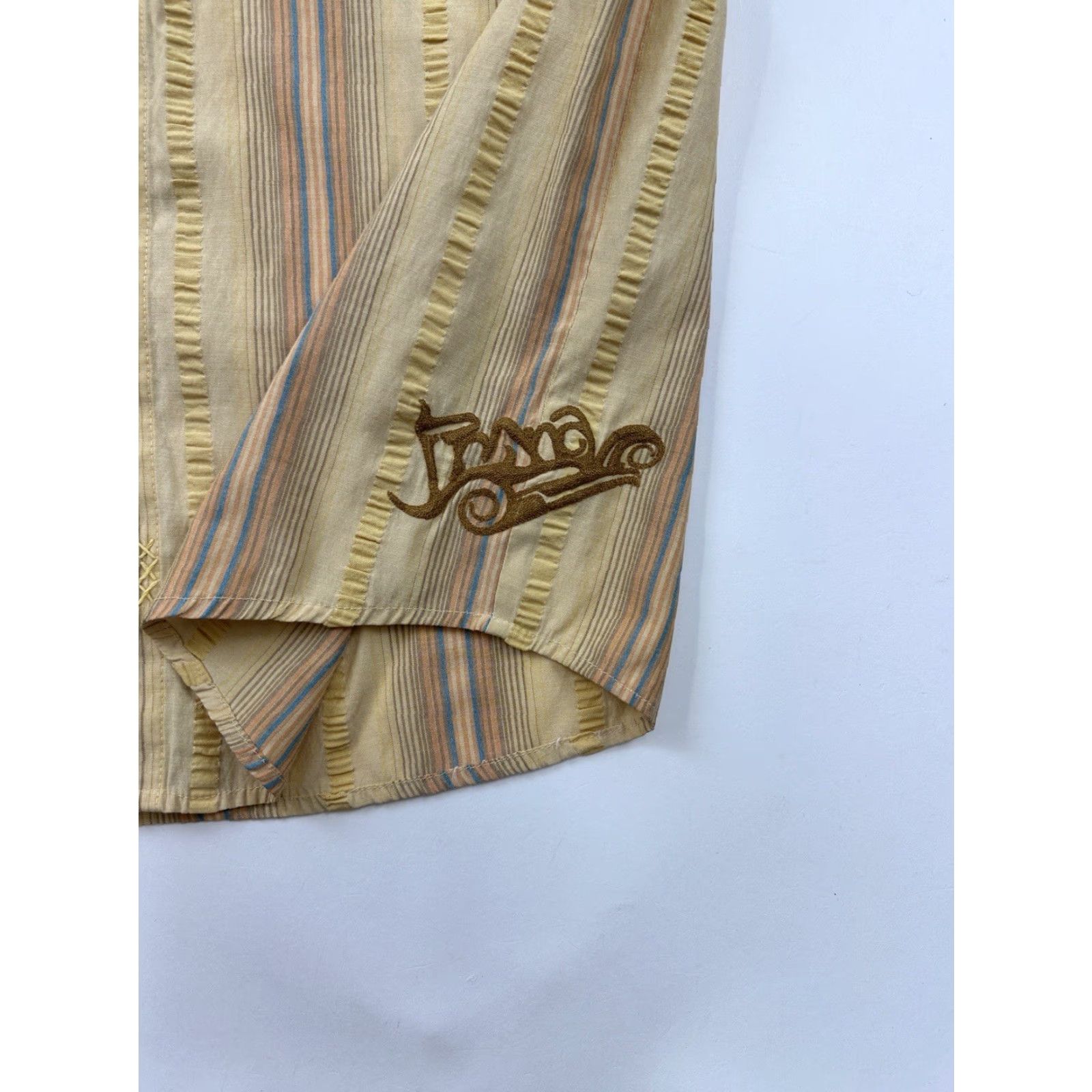 Prana Prana Shirt Mens L Yellow Brown Striped Short Sleeve Button-Up Multicolor Pattern Casual Men’s Shirt Size US L / EU 52-54 / 3 - 2 Thumbnail