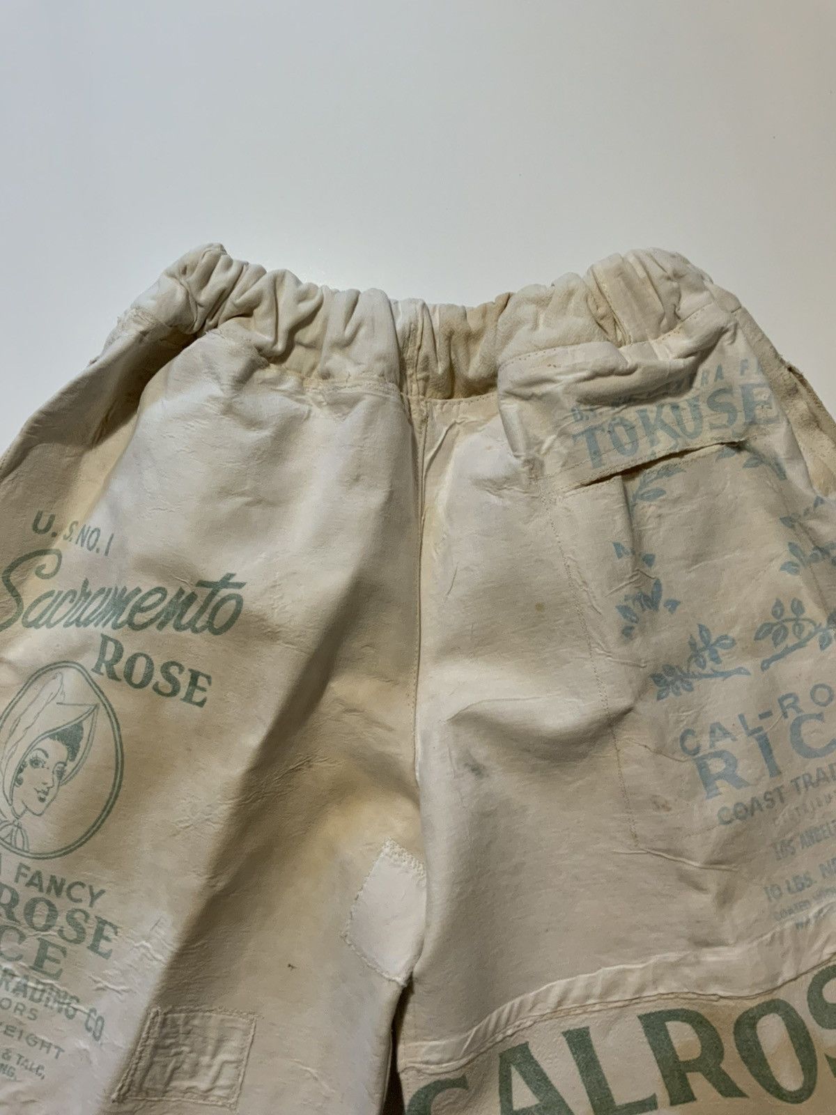 Vintage Cal Rose Rice Bag Canvas Cloth Dyed Patchwork Sack Shorts Size US 32 / EU 48 - 10 Thumbnail