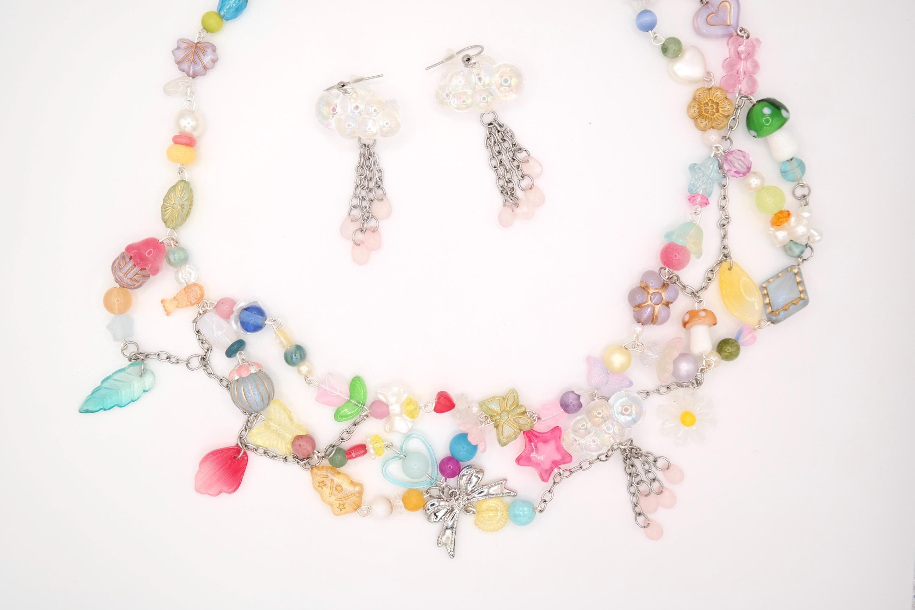 Handmade Silver April Showers Fairy Necklace & Earrings Set Size ONE SIZE - 4 Thumbnail