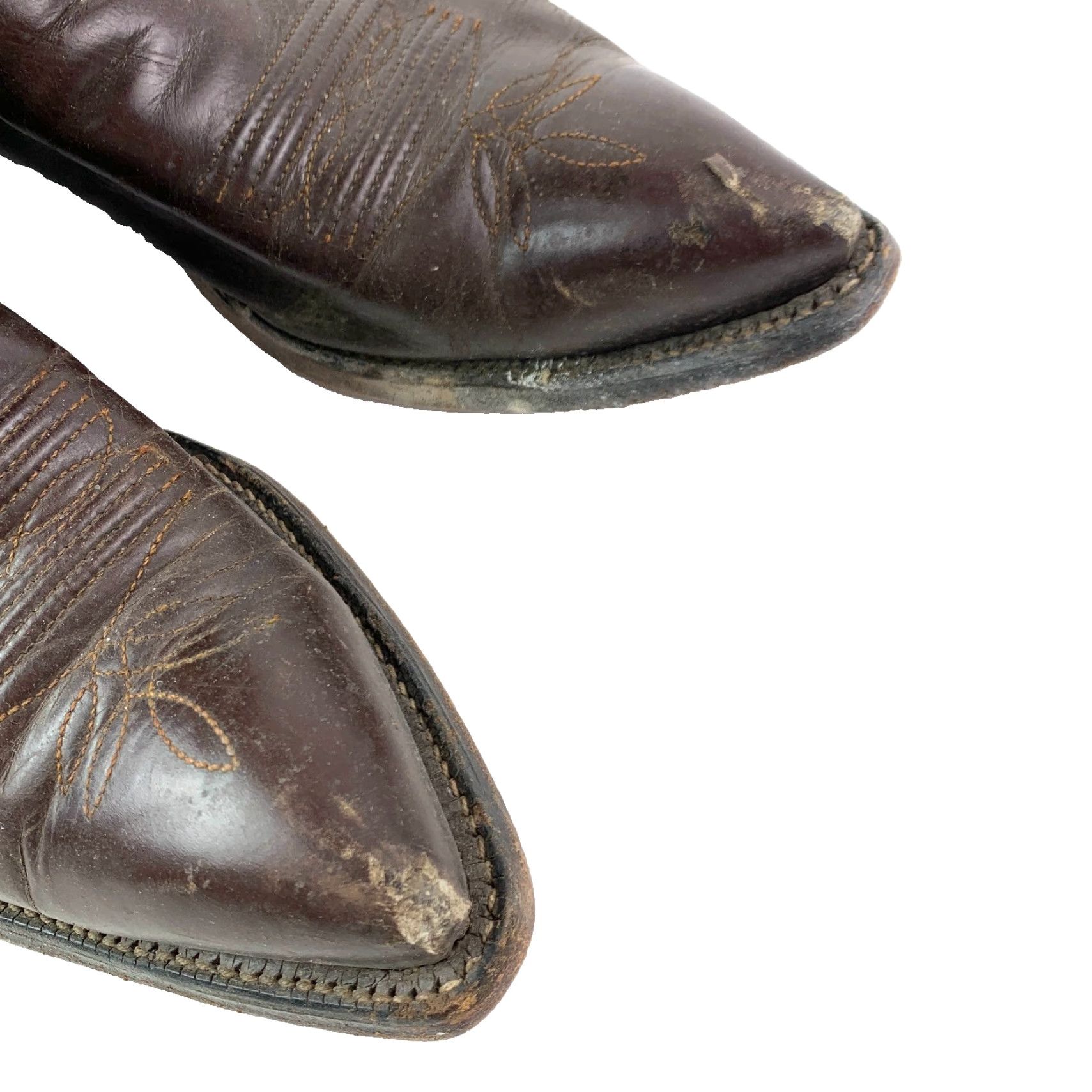 Tony Lama VINTAGE Tony Lama Boots Mens US 10 Cats Paw Dark Brown Leather Zipper Cowboy Western Shoes Mens Size US 10 / EU 43 - 2 Thumbnail