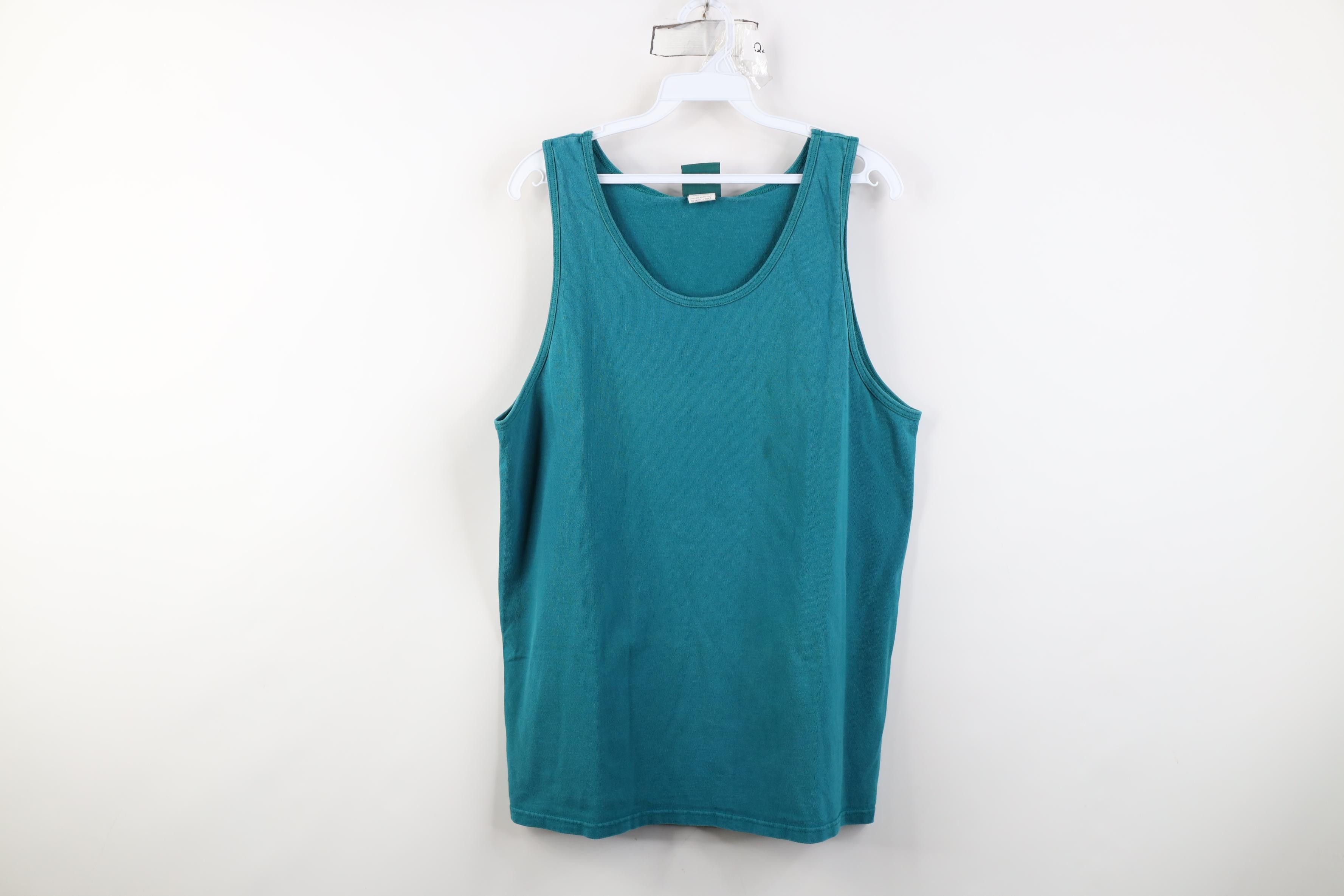 Vintage Vintage 90s Streetwear Tank Top T-Shirt Teal Cotton USA Size US M / EU 48-50 / 2 - 1 Thumbnail
