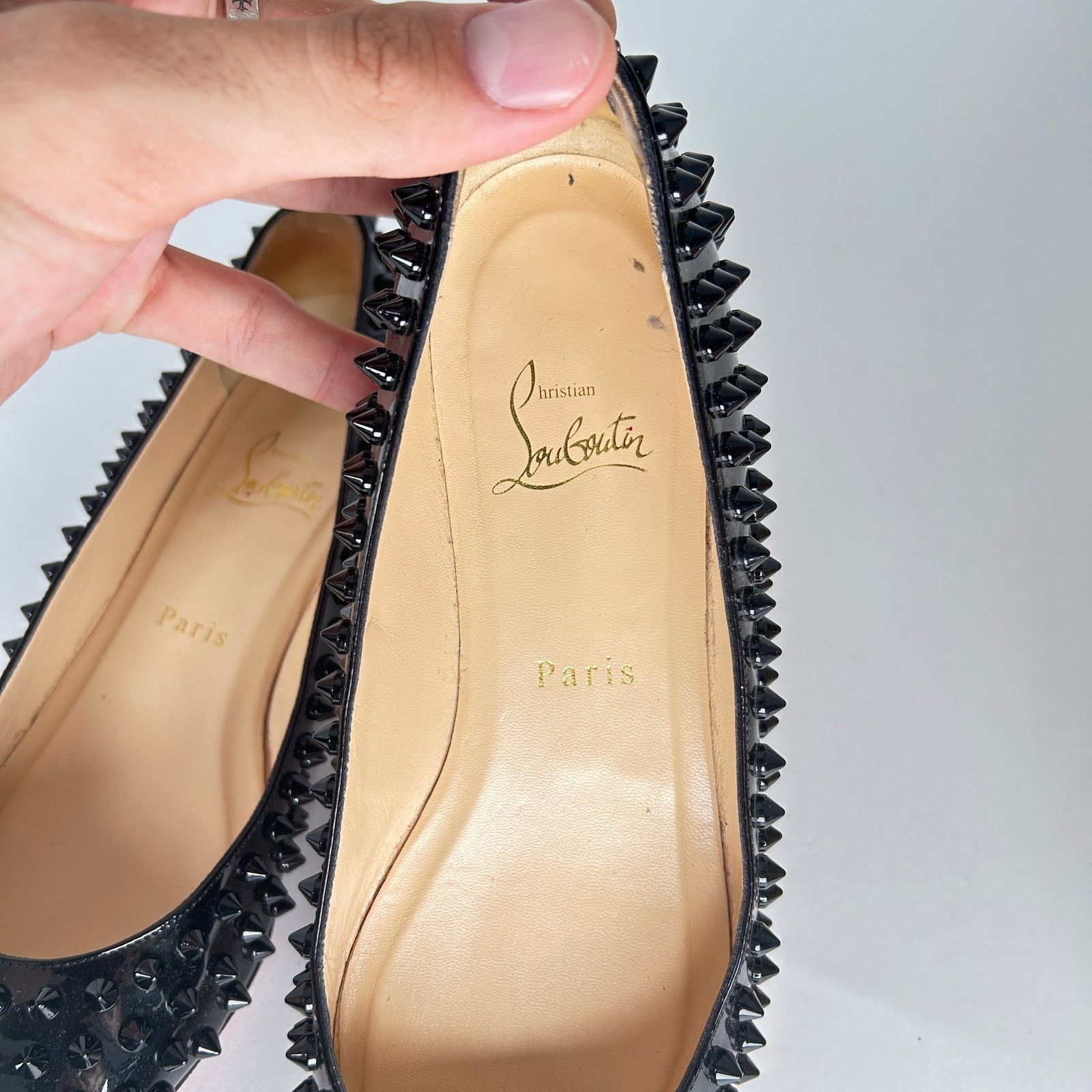 Christian Louboutin Christian Louboutin Black Patent Studded Flats Size 38 Size US 8 / IT 38 - 3 Thumbnail