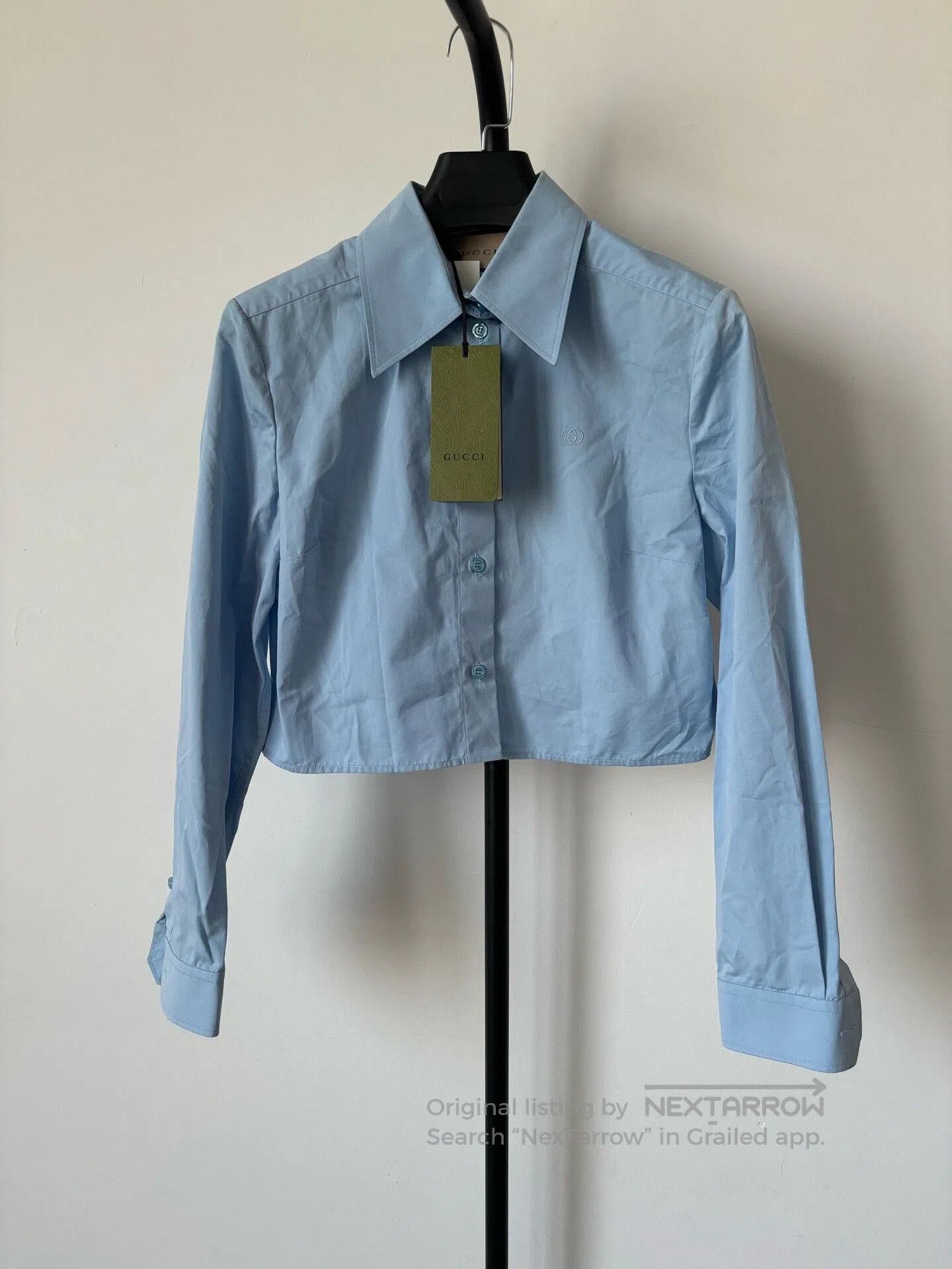 Gucci Gucci SS22 Solid Short Collar Long Sleeve Sun Shirt. Size S / US 4 / IT 40 - 1 Thumbnail