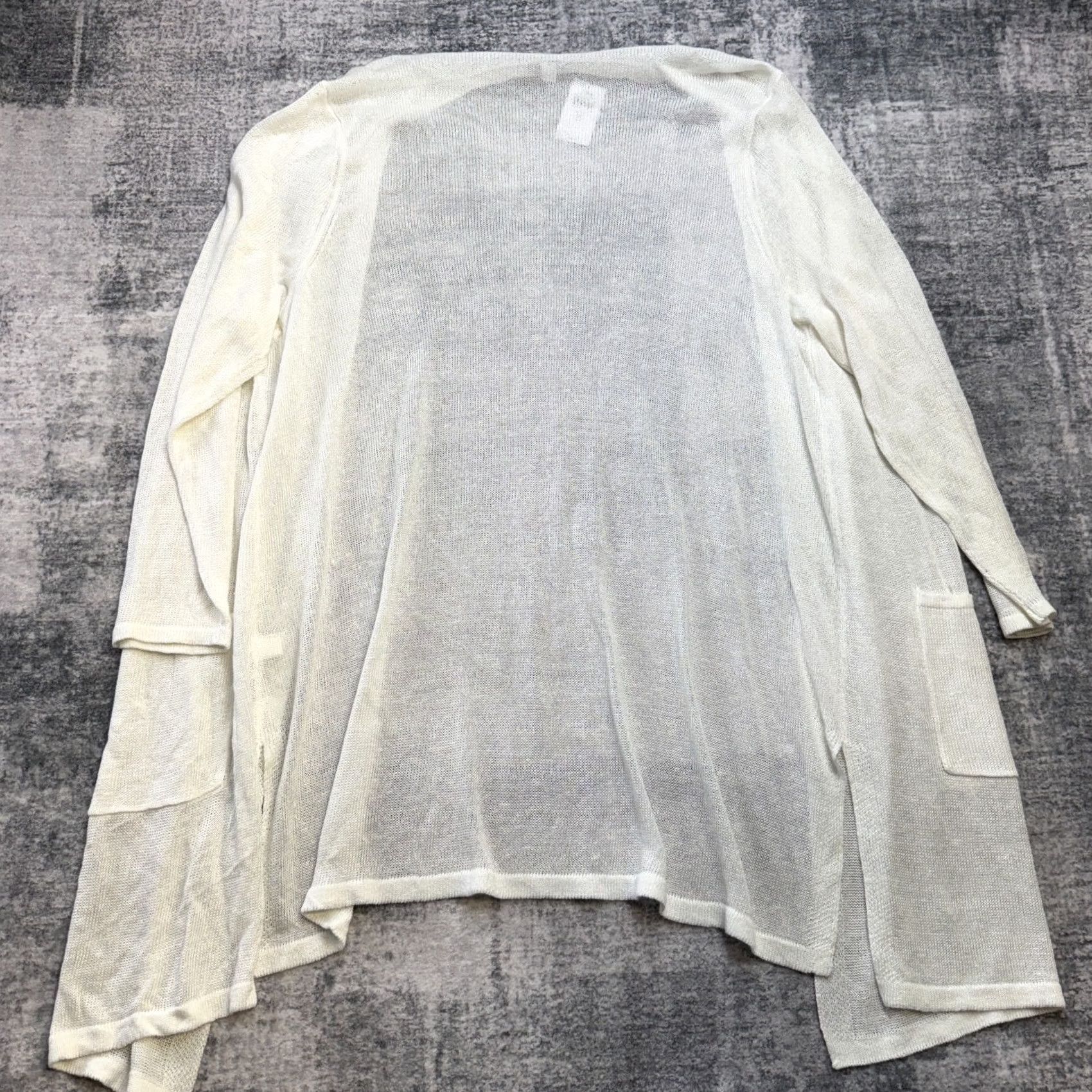 J. Jill J. Jill Cardigan Sweater Women 3X White Open Knit Linen Beach Coverup Coastal NEW Size XXL / US 16-18 / IT 52-54 - 7 Thumbnail