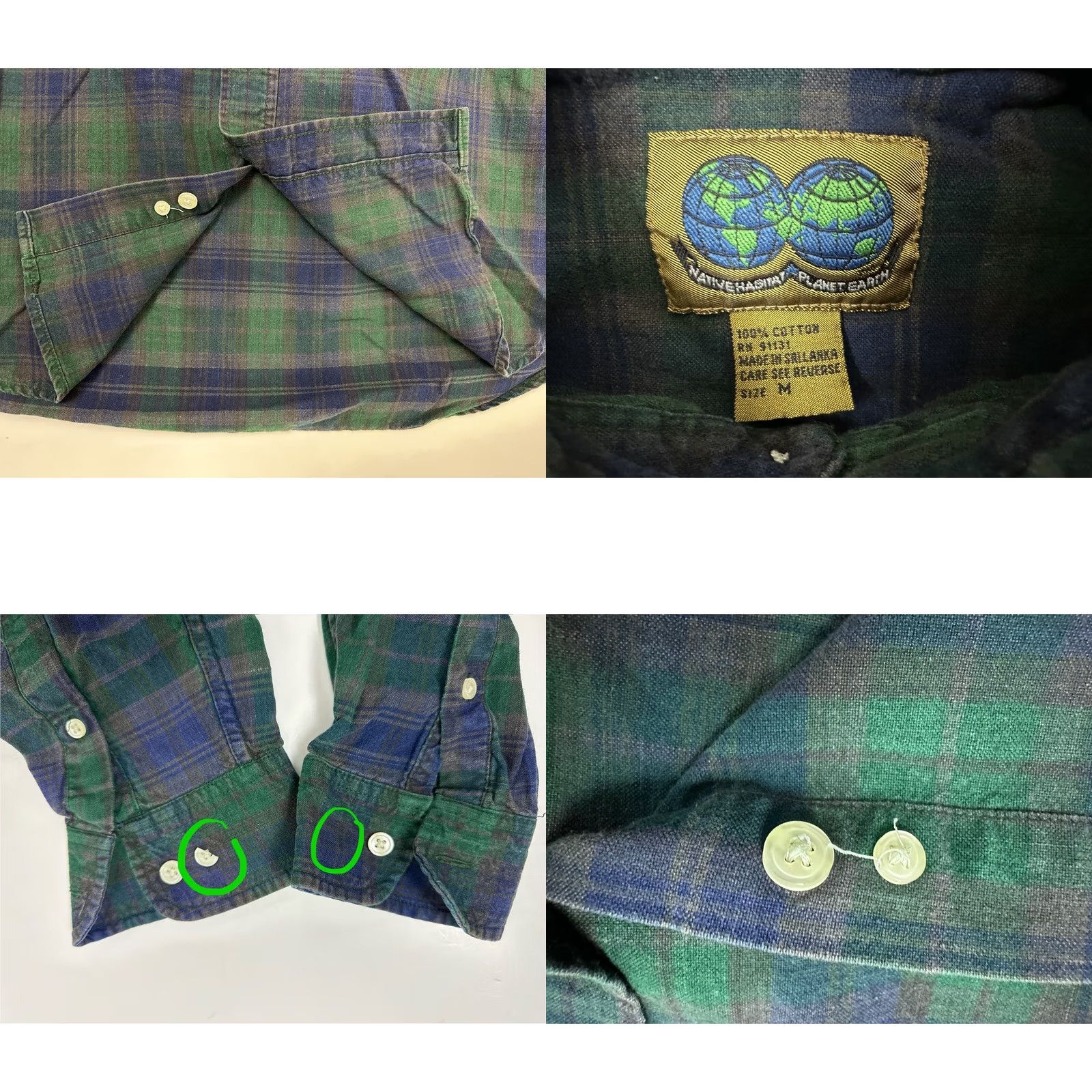 Vintage Vintage Native Habitat Planet Earth Shirt Men M Blue Plaid Button-Up Casual 90s Grunge Size US M / EU 48-50 / 2 - 9 Thumbnail