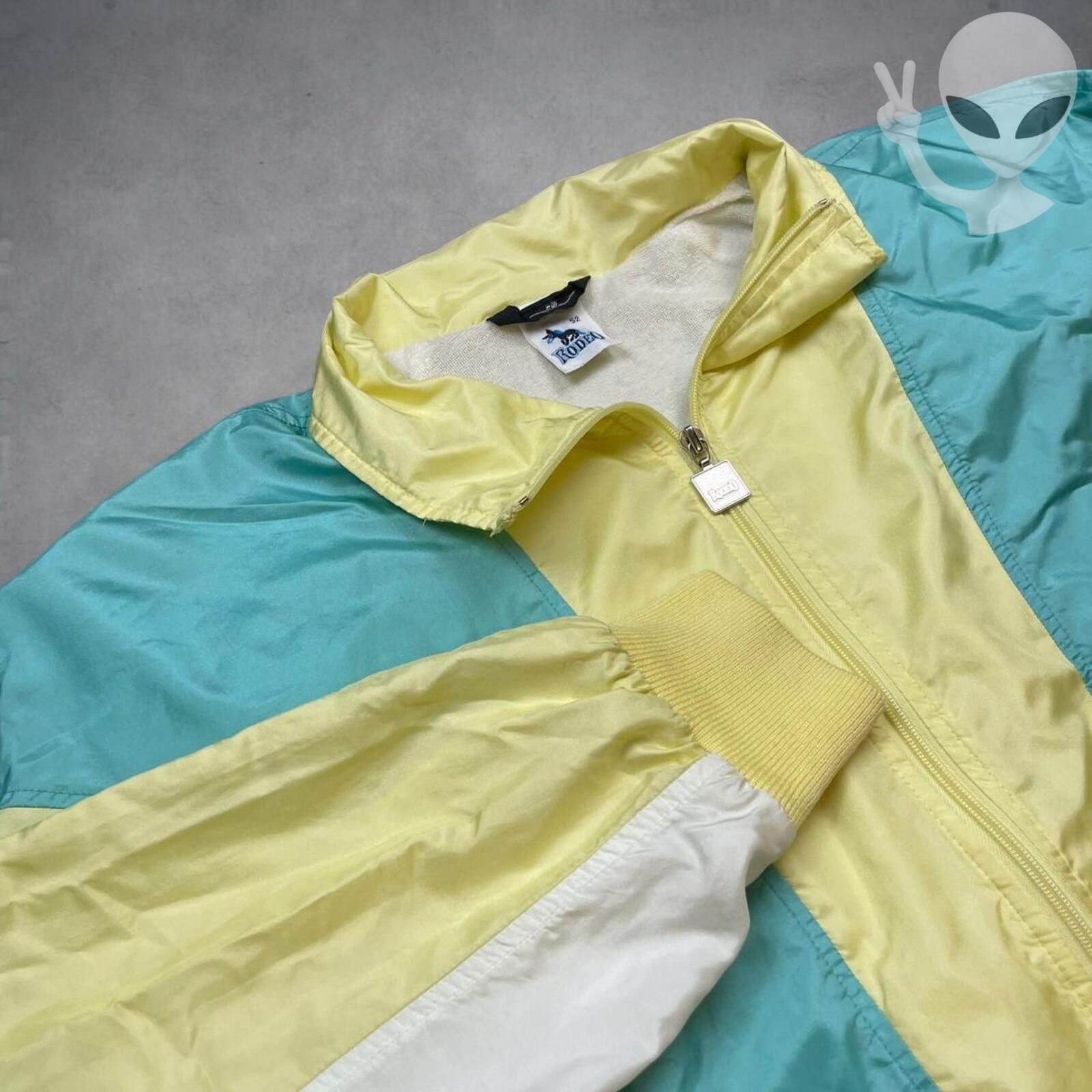 Romeo Gigli Rodeo Windbreaker Jacket Large Yellow Aqua Vintage 80s USA Size US L / EU 52-54 / 3 - 1 Thumbnail