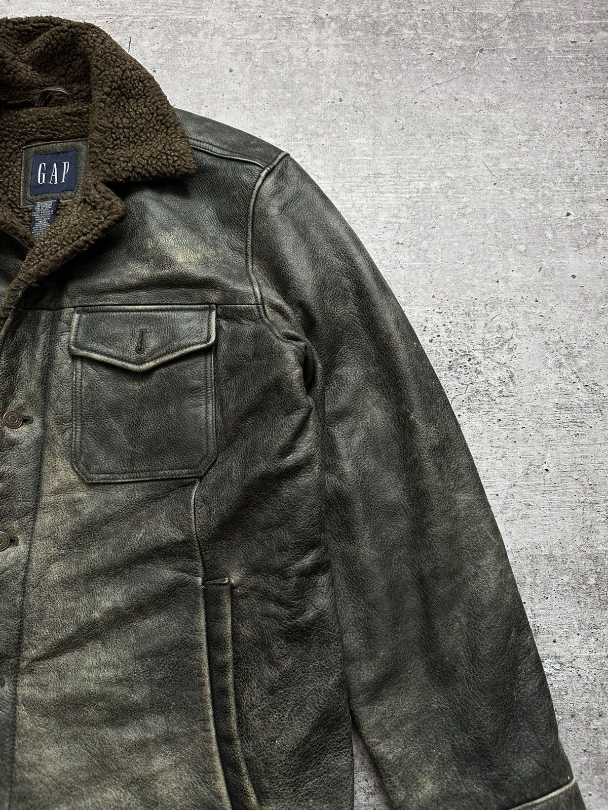 Gap Vintage Gap Distressed Sherpa Leather Coat Size US M / EU 48-50 / 2 - 2 Thumbnail