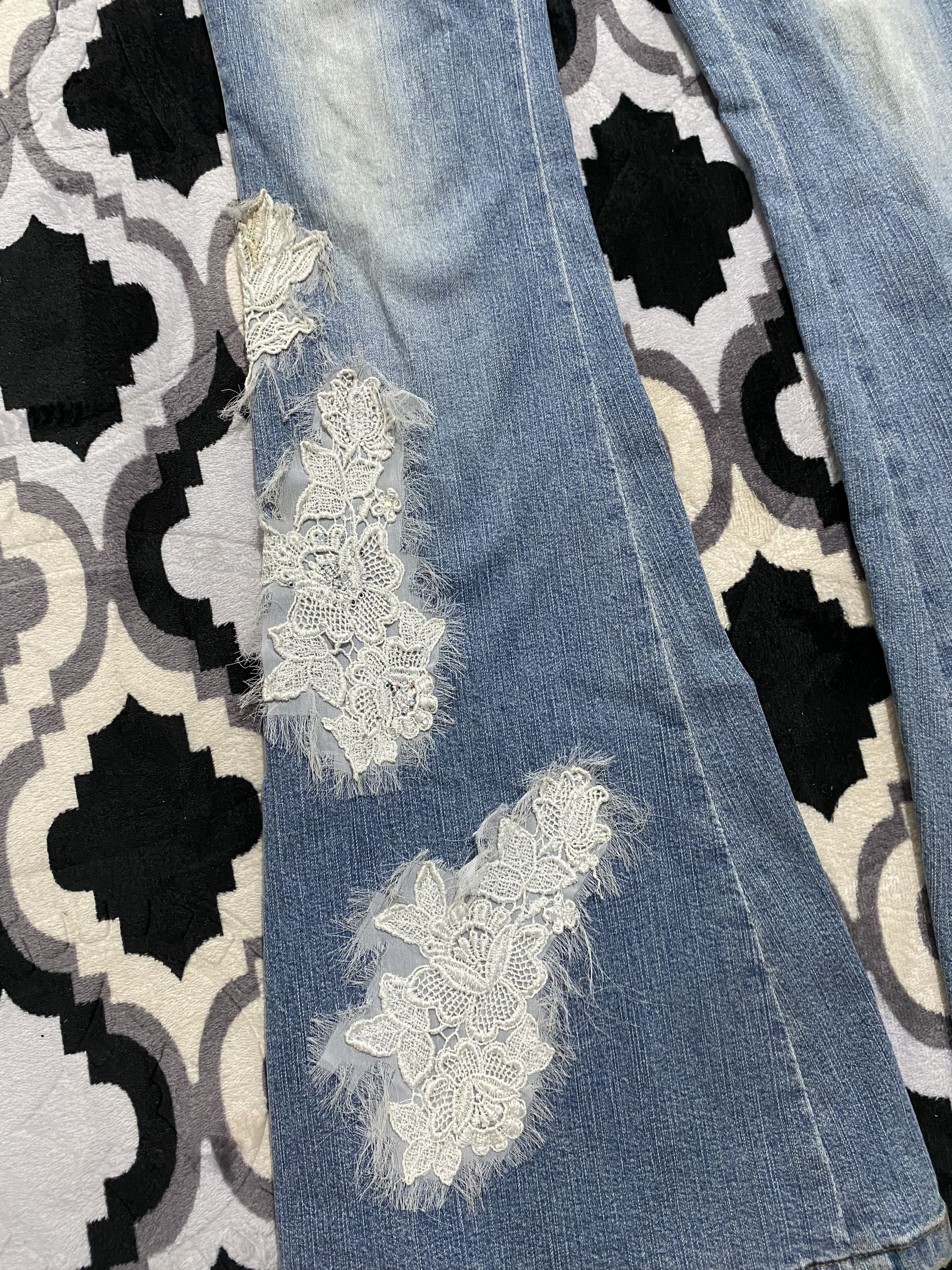 If Six Was Nine X CHROMOSOME IN X distressed patchwork flared LGB style Size US 30 / EU 46 - 4 Thumbnail