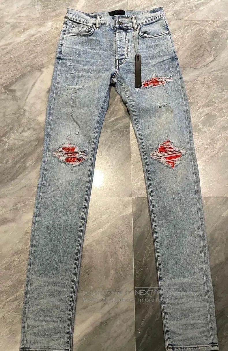 Amiri Size 31 Colorful Patchwork Blue Jeans