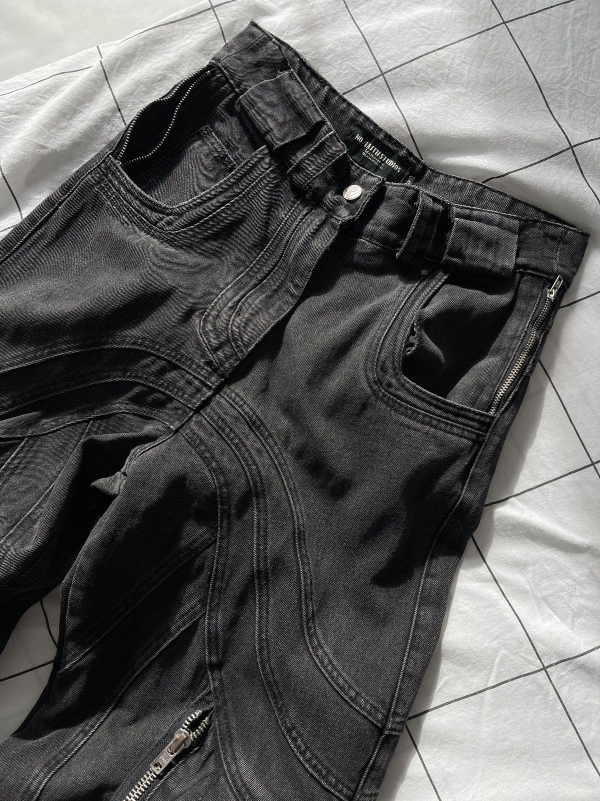 No Faith Studios NO FAITH STUDIOS Distressed Cargo Raver denim Baggy Pants Size US 32 / EU 48 - 9 Thumbnail