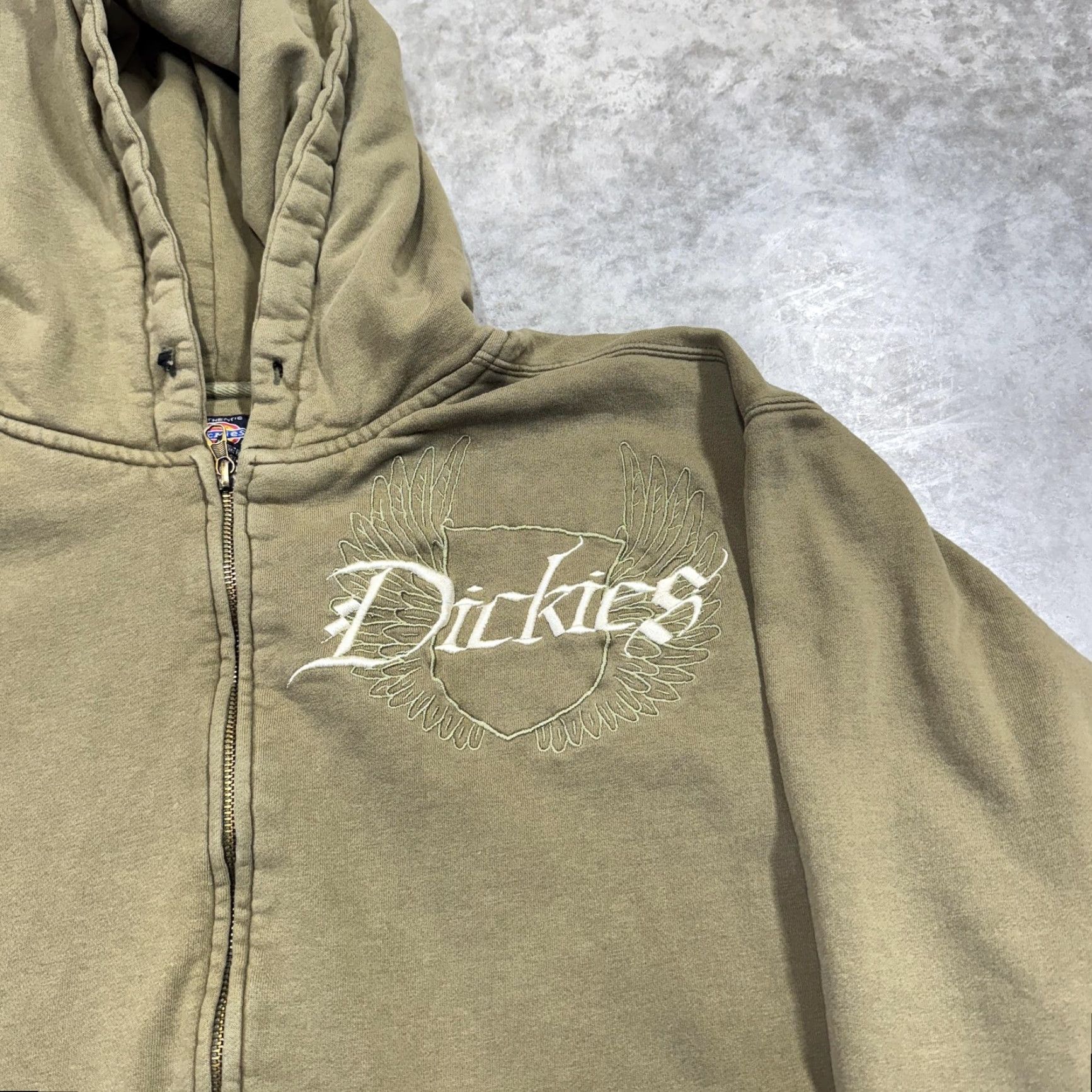 Dickies Dickies Hoodie Mens 2XL Full Zip Green Graphic Print Hooded Pockets Fleece Cotton Polyester Vintage No Size US XXL / EU 58 / 5 - 4 Thumbnail